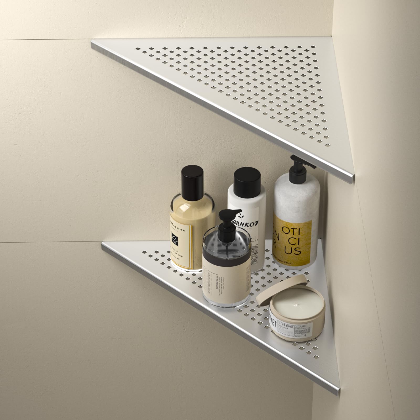 mensola doccia angolare in acciaio inox 304，Mensola da bagno in acciaio per pareti piastrellate, mensola da incasso per la ristrutturazione del bagno,Laccettato,305mm