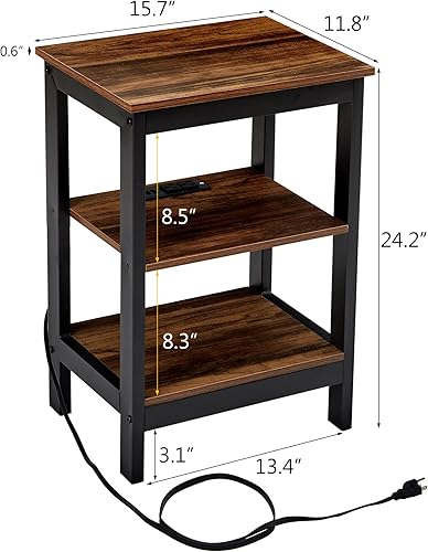 Miniatura 12 de VECELO Mesitas de noche modernas X-Design Mesa auxiliar con estante de almacenamiento para dormitorio, sala de estar, Negro clásico,Negro