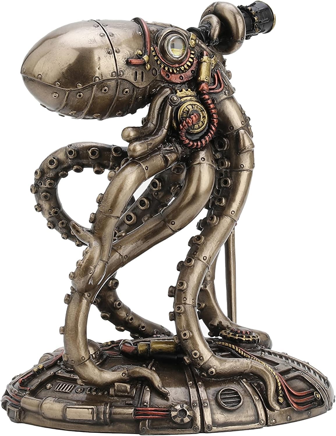 Veronese Design 16,9 cm hoch, Steampunk-Oktopus, Weltraumbeobachter, kaltgegossen, bronzefarbenes Harz, Fantasie-Sammlerstücke, Tierfigur, Weltraum-Alien Heimdekoration