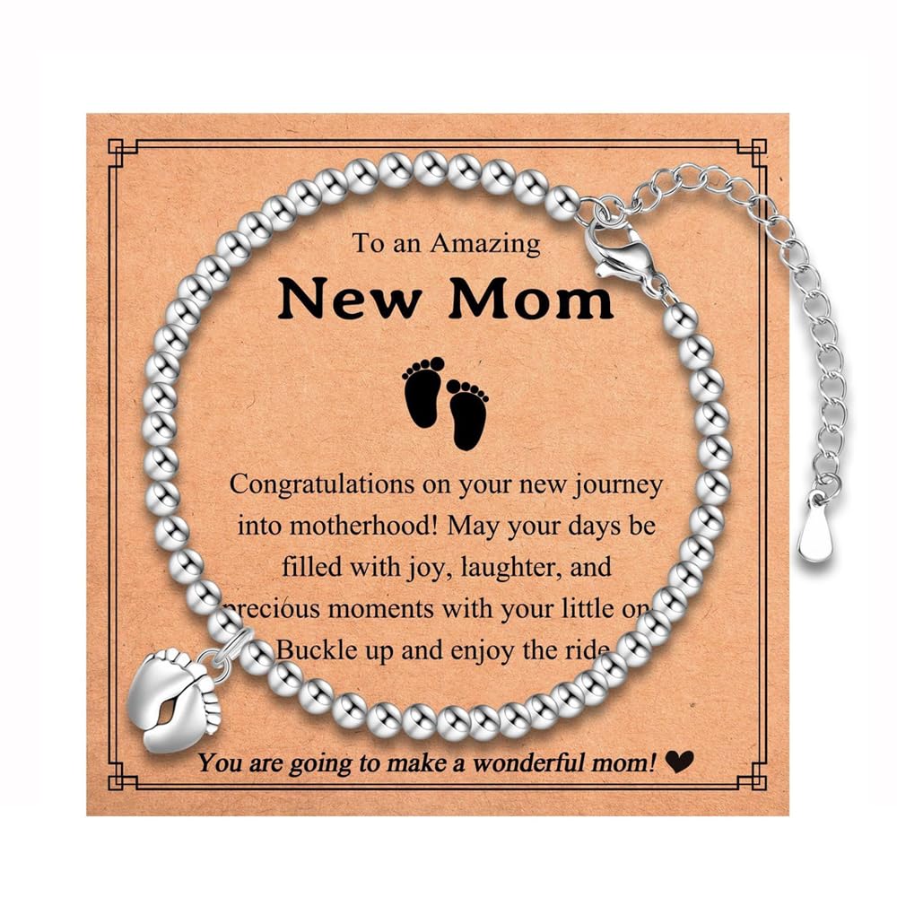 New Mom Gifts Bracelets for Women Mothers Day Birthday Gift for First Time Mom Gifts for Women Feet