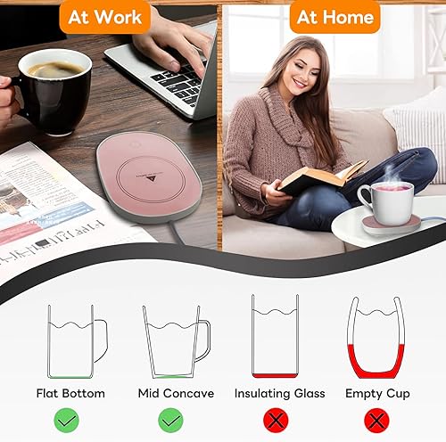 Miniatura 4 de Calentador de café para escritorio, calentador de taza rosa, té caliente, leche, agua, bebida, calentador de escritorio, placa eléctrica con apagado