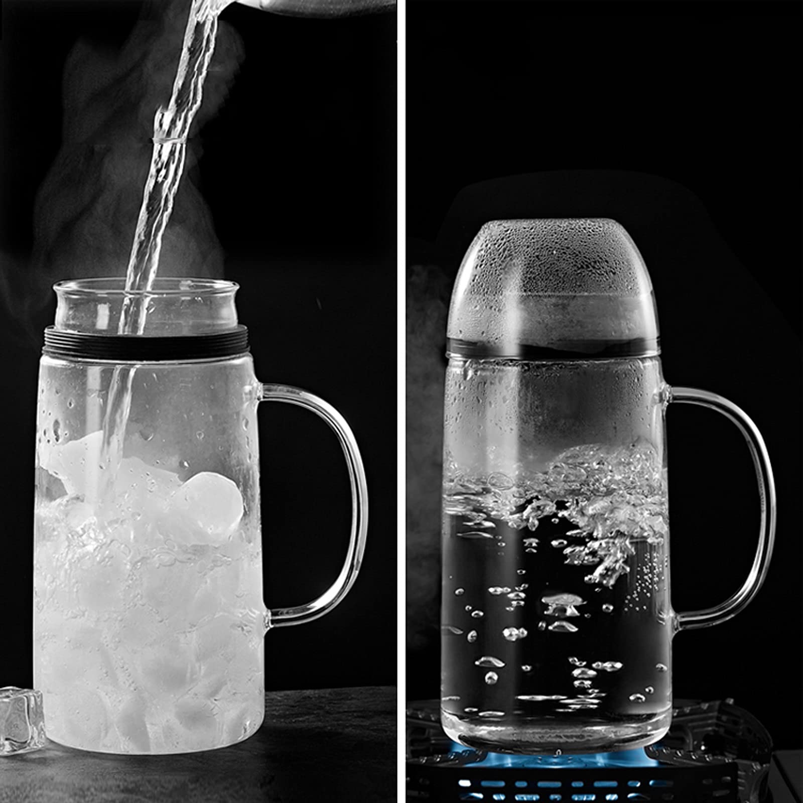 Jarra Agua Fria Jarra de vidrio de gran capacidad con mango y tapa de la jarra a prueba de polvo sellada con anillo de sellado de silicona para leche, jugo, bebidas caseras Jarra Agua Detox Frutas