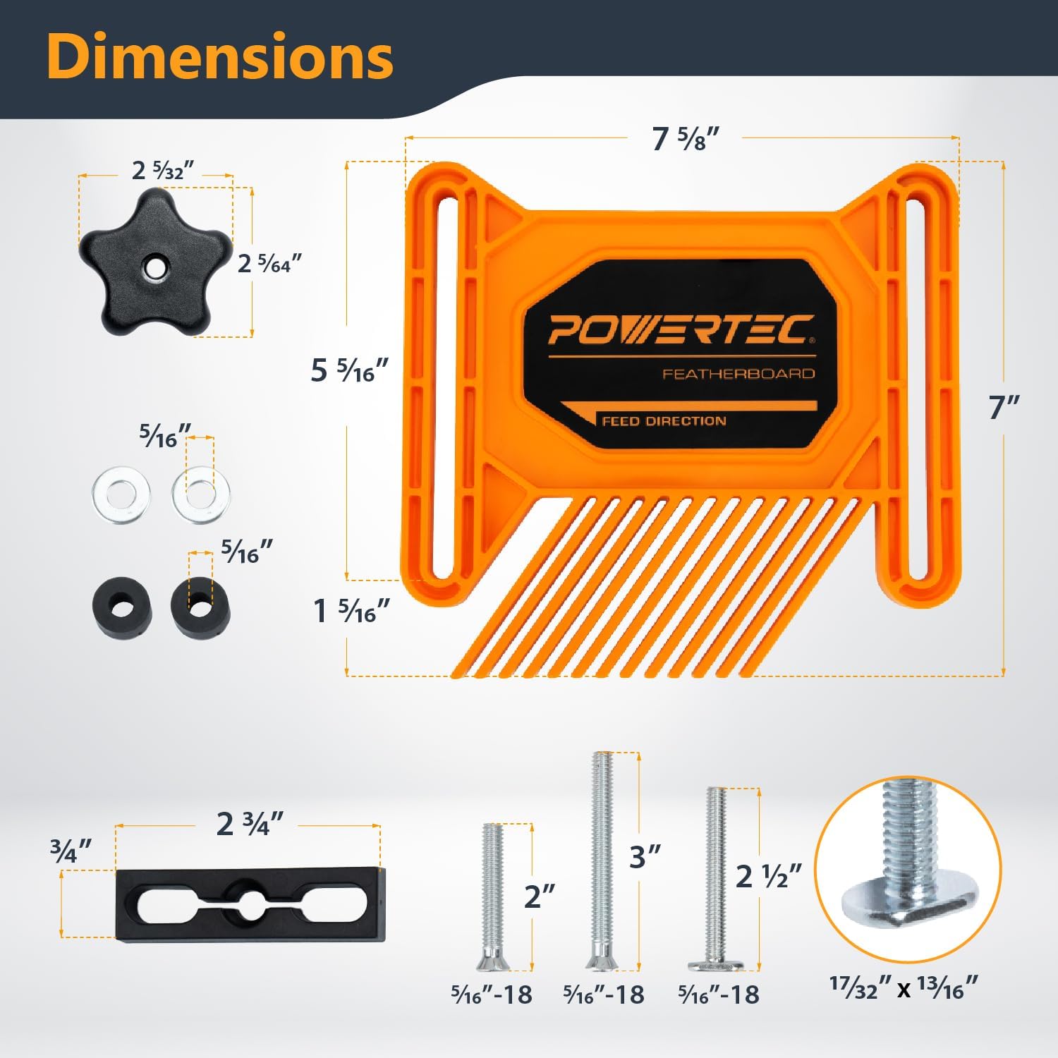 POWERTEC Universal Featherboard for Table Saw, Router Table, Router Fence and Band Saw, Wood working Tools & Accessories To Reduce Kickback and Increase Safety (71468)