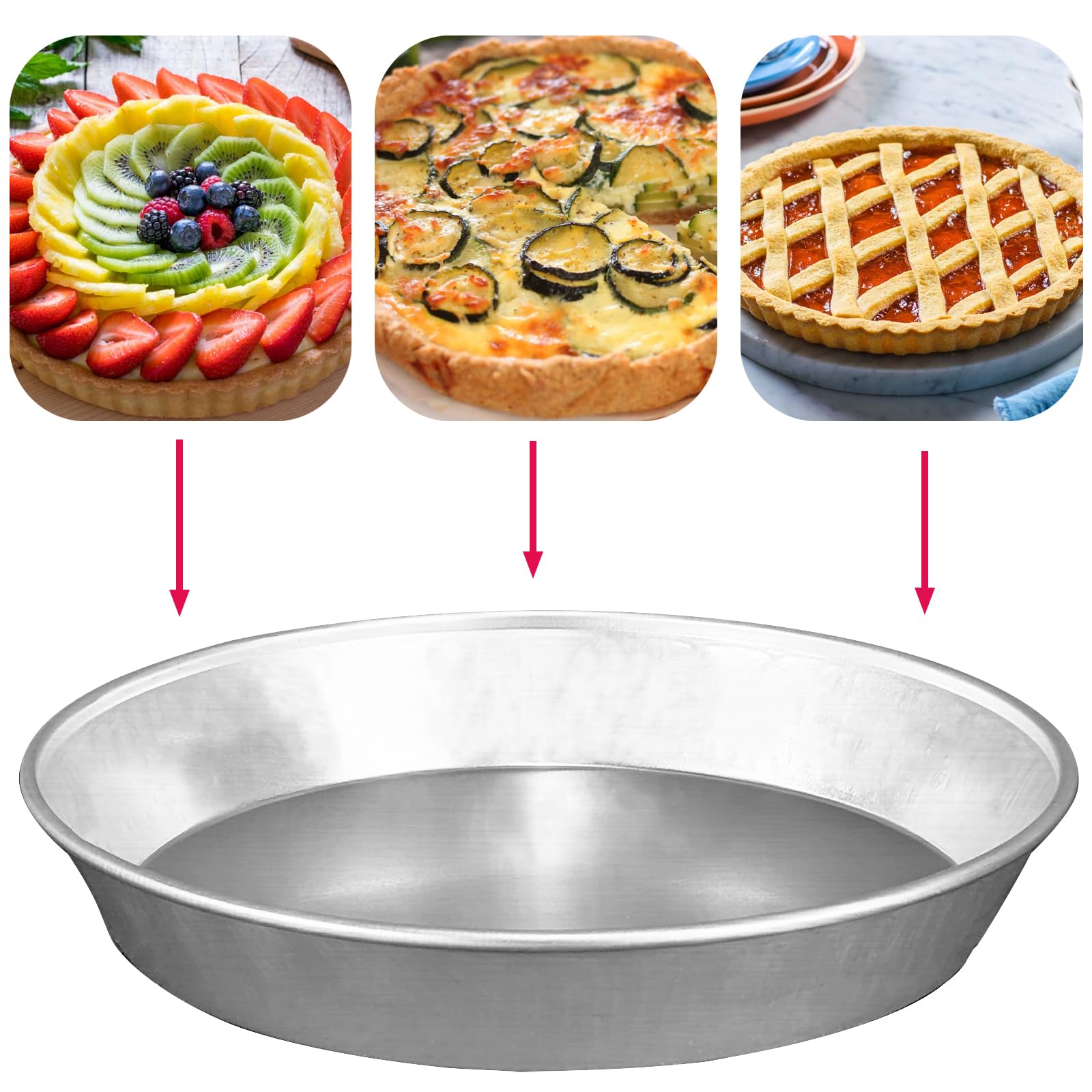 Sicignano | Molde cónico bajo de aluminio 99,5%, varios tamaños de 18 a 32 cm, ideal para tartas, tartas, tartas y pasteles al horno, reutilizable, reciclable (4, 28 cm)