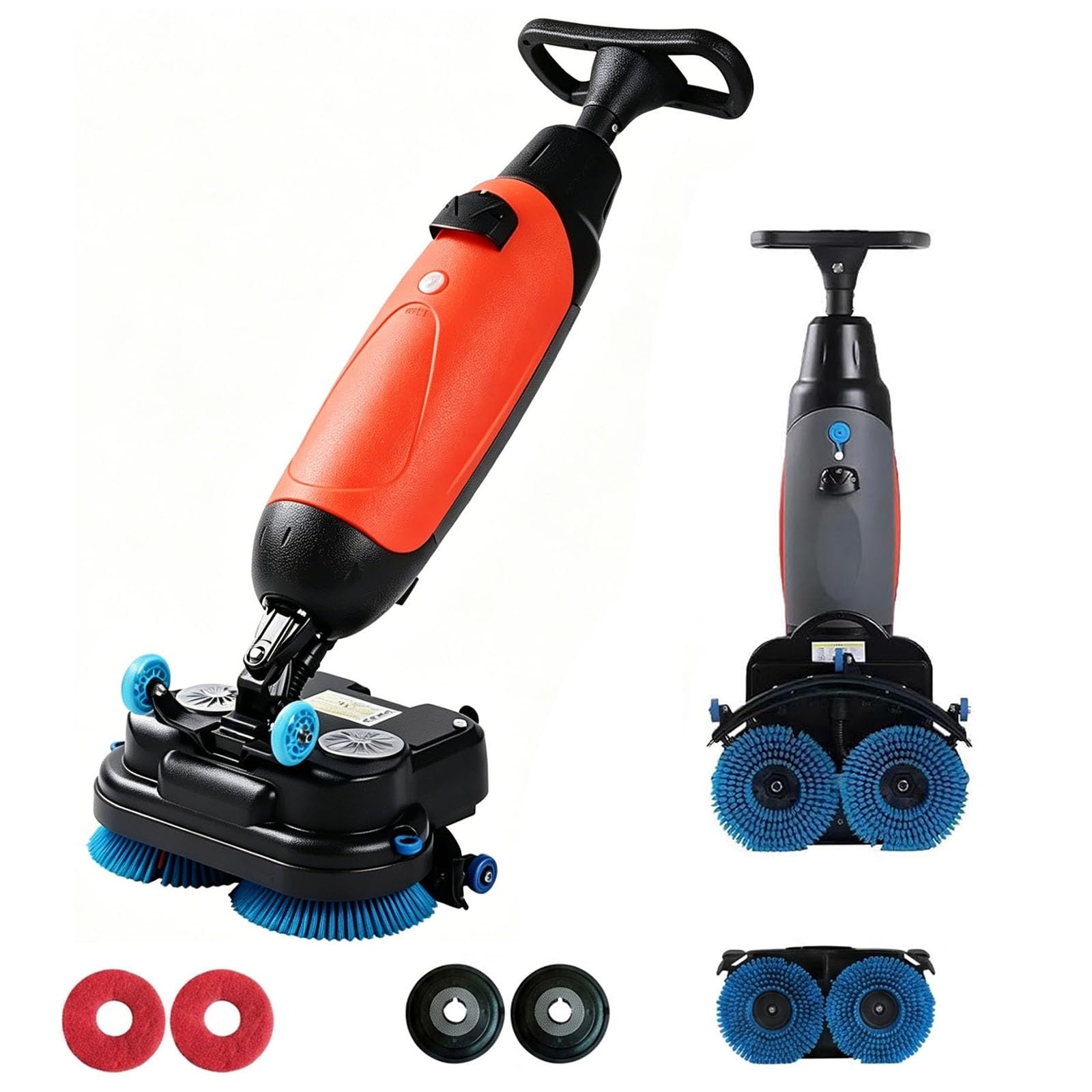 Fregadora Comercial Potente, Lavadora para Cemento y Azulejo, 500W, Batería 104Ah, Rodo 450mm, Diseño Compacto 22kg, Uso Profesional Eficiente(Orange)