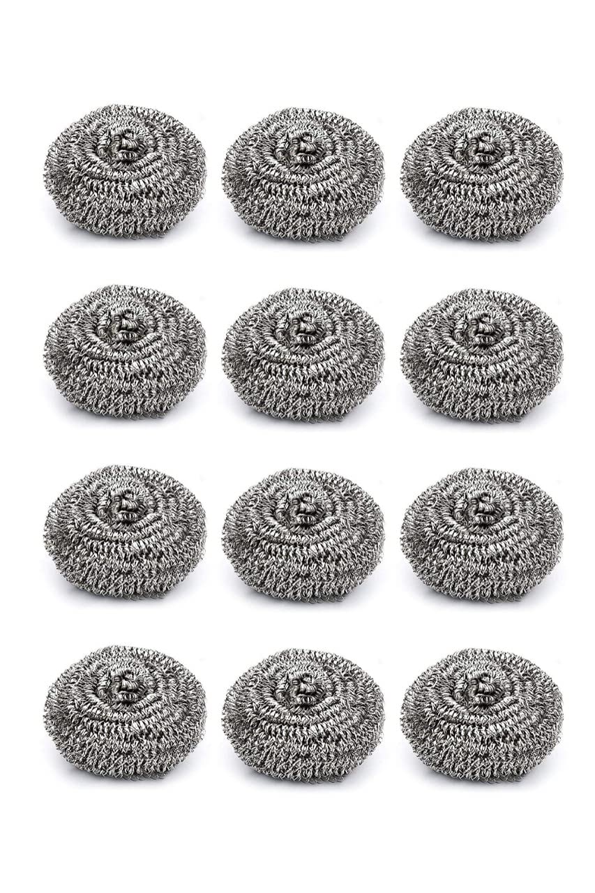 Water Clinic Stainless Steel Scrubber Pads|Scourers for Utensils/Dishes/Pans/Ovens/Kitchen Sinks/Tiles/Grills/Stove/Oil Grease/Dirt Remover/Saves Water with Bigger Diameter/Multipurpose (Pack of 12) (B09CDGGV7Z) Amazon Price History, Amazon Price Tracker