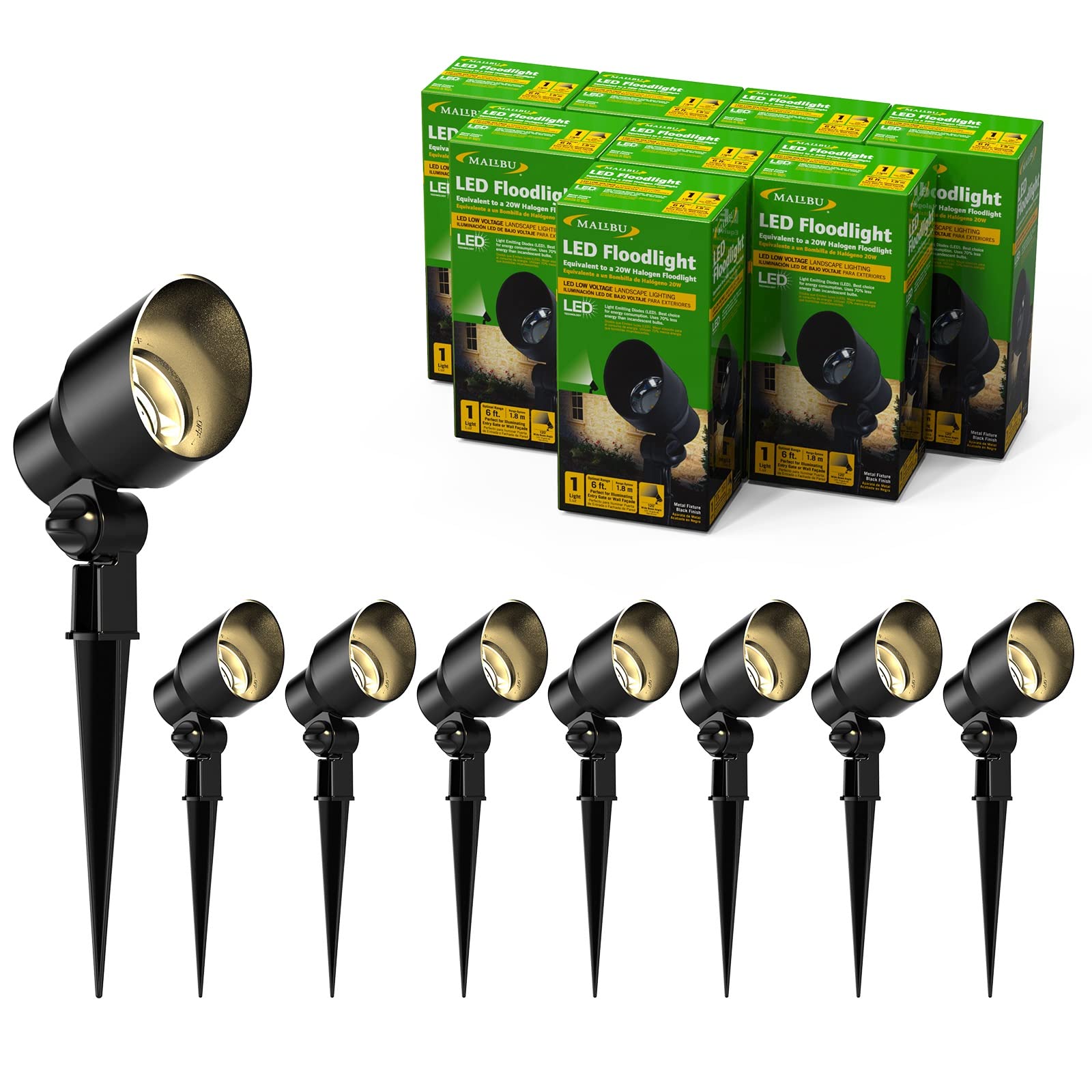 EPHIIONIYMalibu 6 Watt Led Floodlight, 8 Pack, Landscape Lighting Outdoor Spotlight Waterproof Lighting For Driveway, Yard, Lawn, Flood, Garden, Outdoor Lighting 8401-2604-08