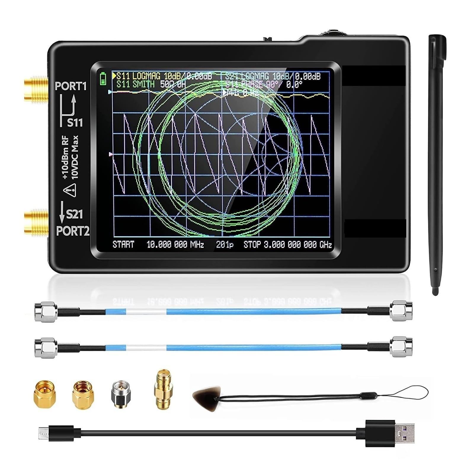 Analizador Vectorial de Redes, Analizador de antena de red vectorial VNA 50kHz-6,3 GHz actualizado, 2,8 pulgadas, con ranura MicroSD, compatible con almacenamiento de datos LiteVNA Medición de Parámet
