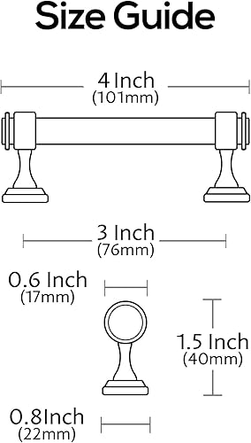 Miniatura 5 de Alzassbg Paquete de 10 tiradores de gabinete de níquel satinado cepillado, manijas de gabinete centrales de 3 pulgadas (2.992in), barra recta para