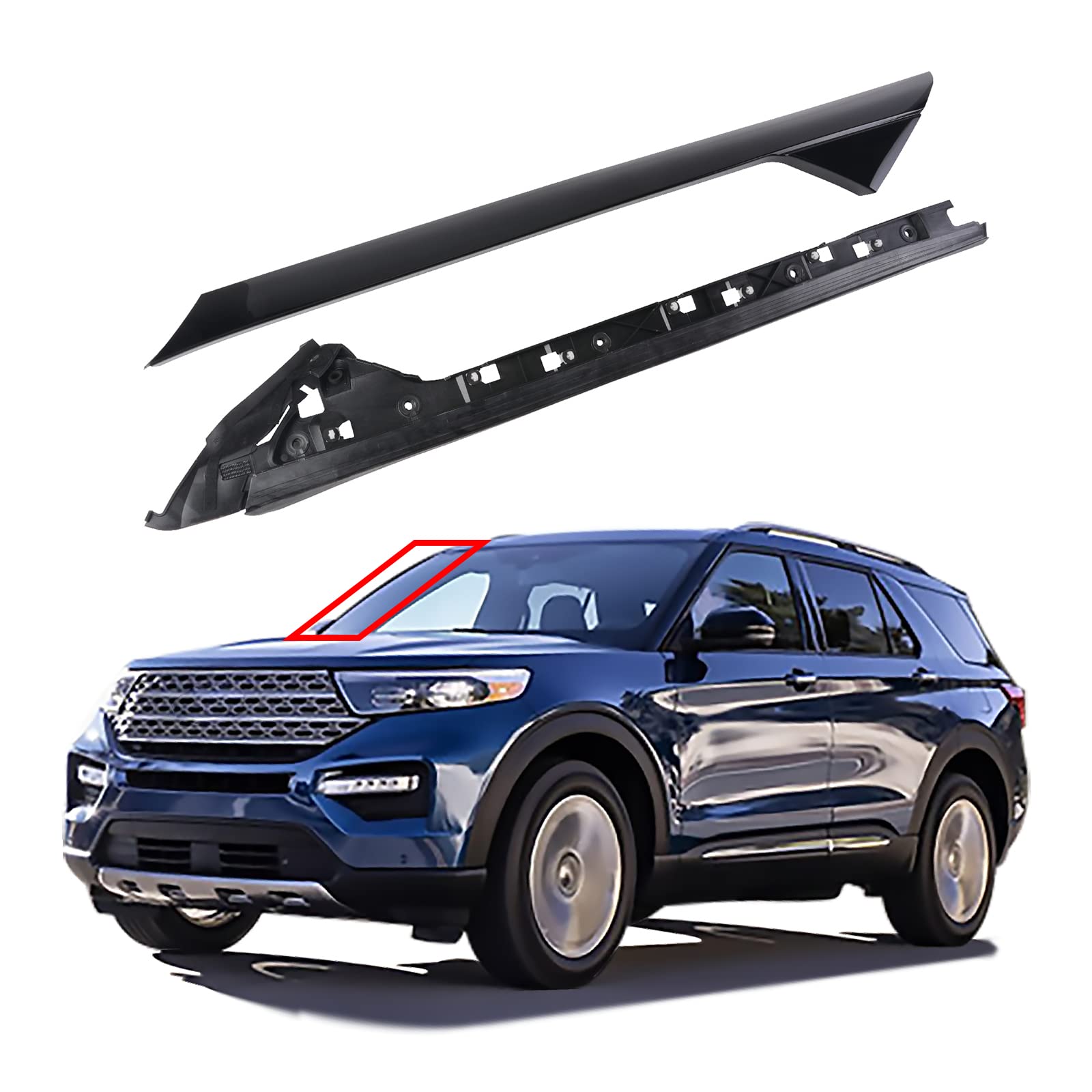 AUTOTOP BB5Z7803136AA 926-451 Right Passenger Side Windshield A-Pillar Molding for 2011-2019 Ford Explorer (Right Outer+Inner)