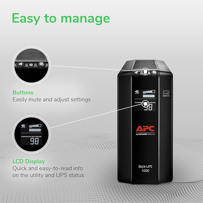 APC Back-UPS Pro 1000VA UPS 600W Batería de Respaldo miniatura 3
