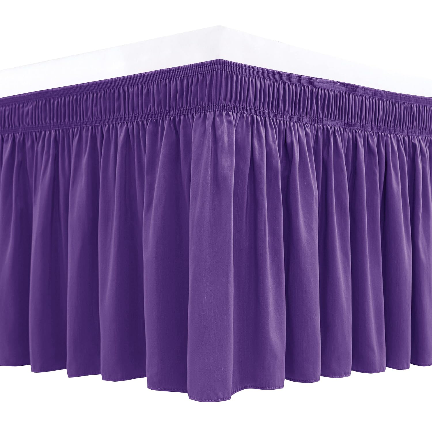 Biscaynebay Wrap Around Bed Skirts for Twin & Twin XL Beds 15" Drop, Purple Adjustable Elastic Dust Ruffles Easy Fit Wrinkle & Fade Resistant Silky