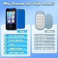 Vista 7 de Relojes de teléfono para niños y juguetes para niños de 3 a 8 años, teléfono de juguete con cámara doble, reproductor de música MP3