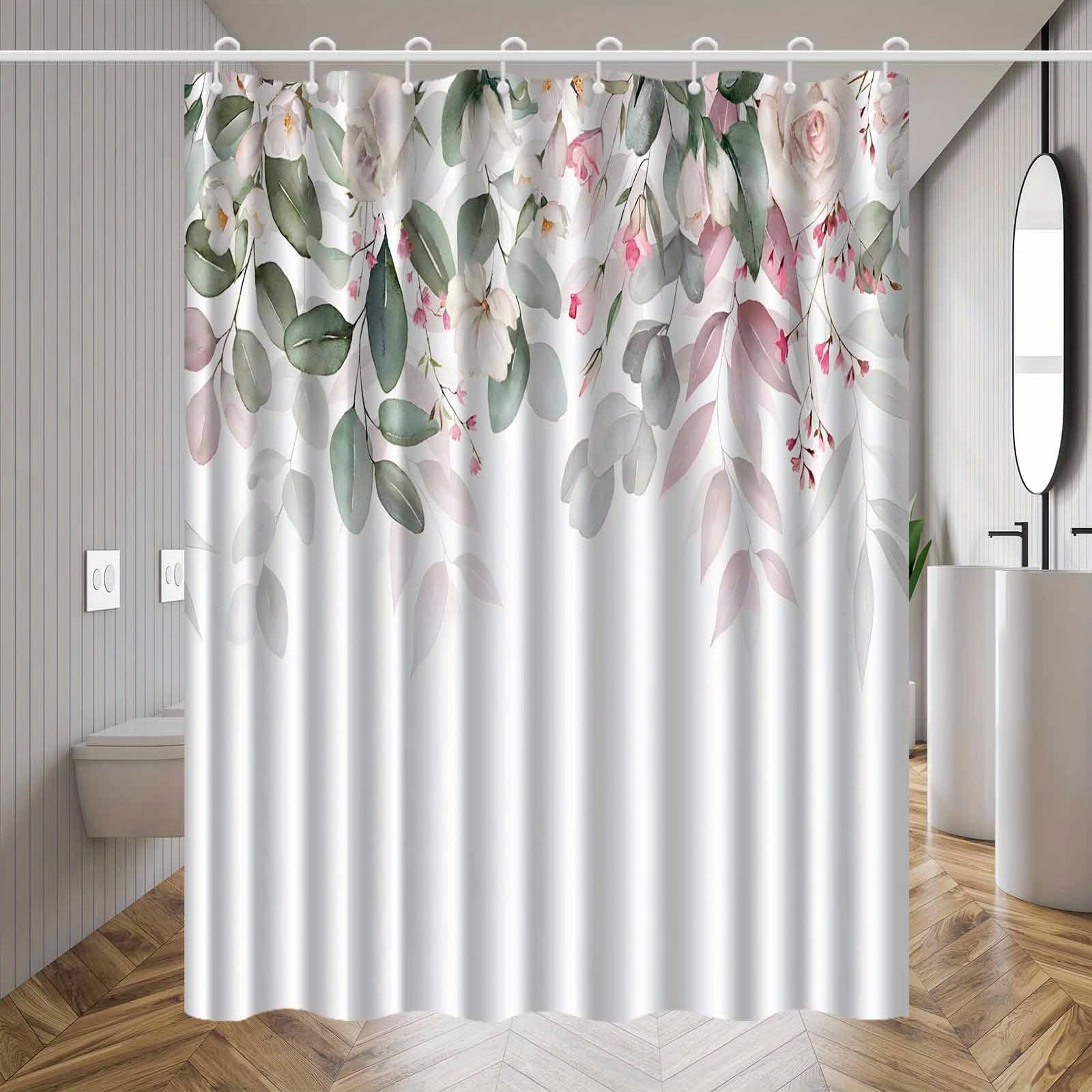 Rideau de douche imperméable et lavable à motif feuilles vertes 230x180