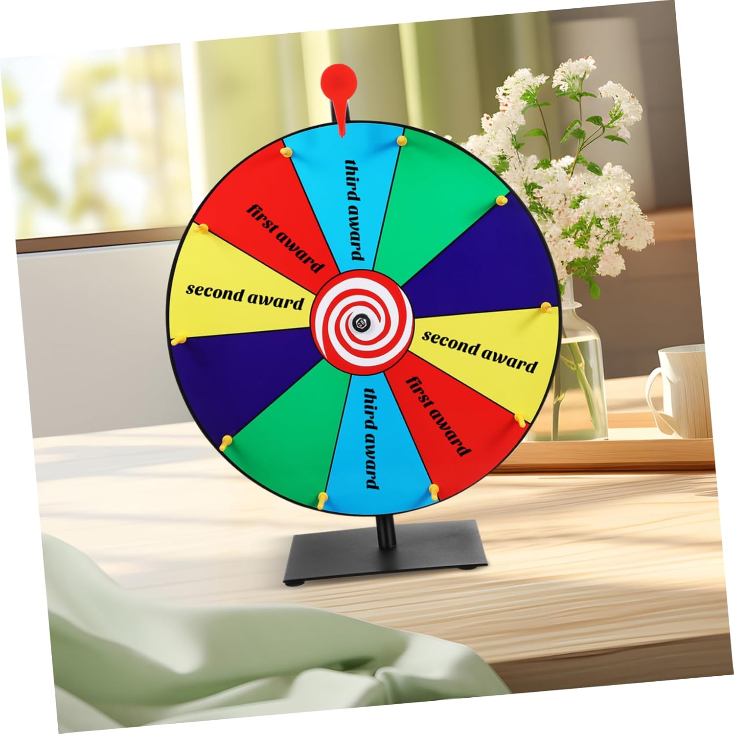 Tabletop Spinning Wheel Prize Wheel Stand for Party Supplies Sturdy Plastic Construction for Engagements Family Games and Trade Shows