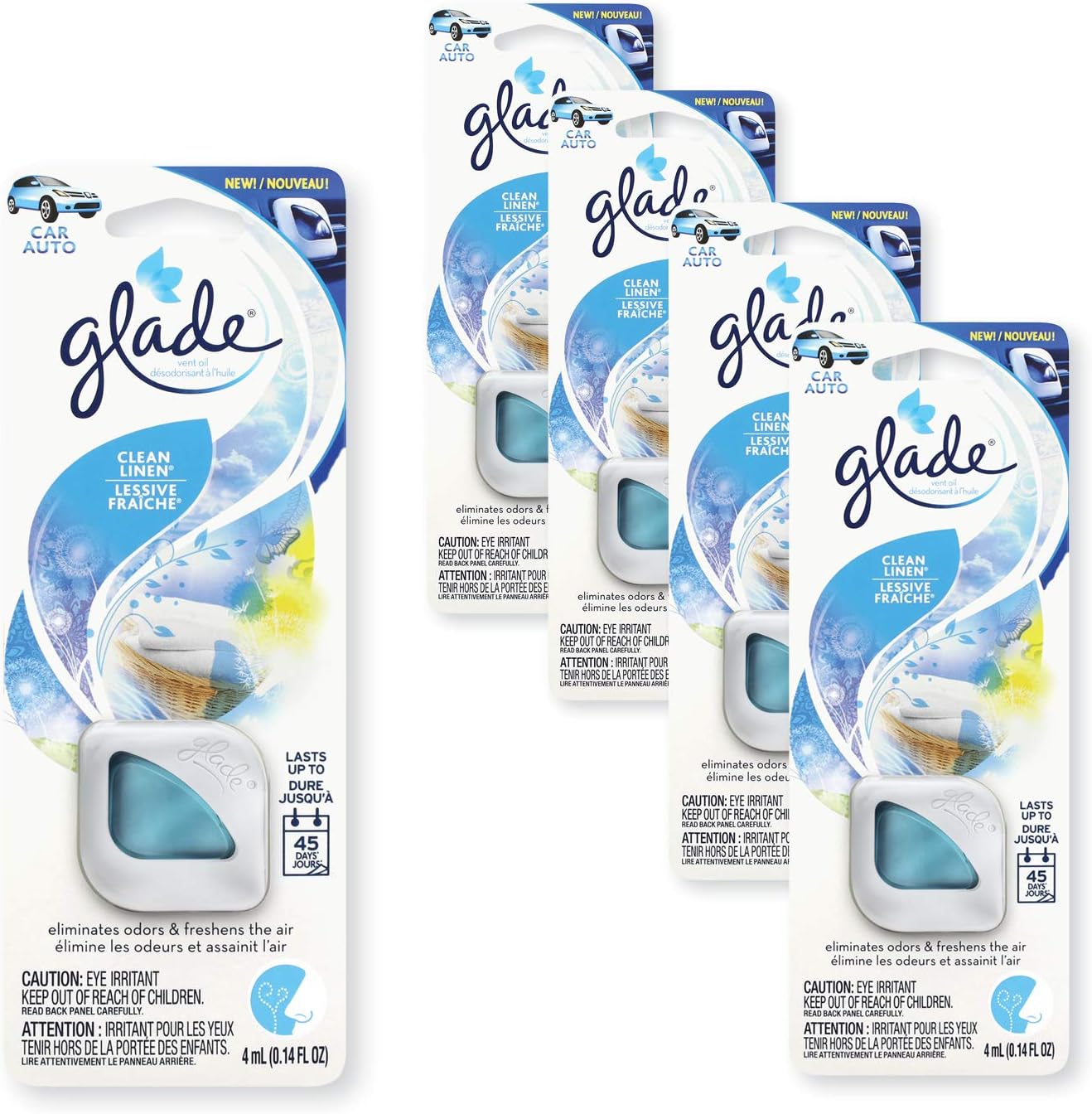 Glade Automotive Vent Oil Air Freshener Clean Linen; 4mL, 4 Count Health & Household