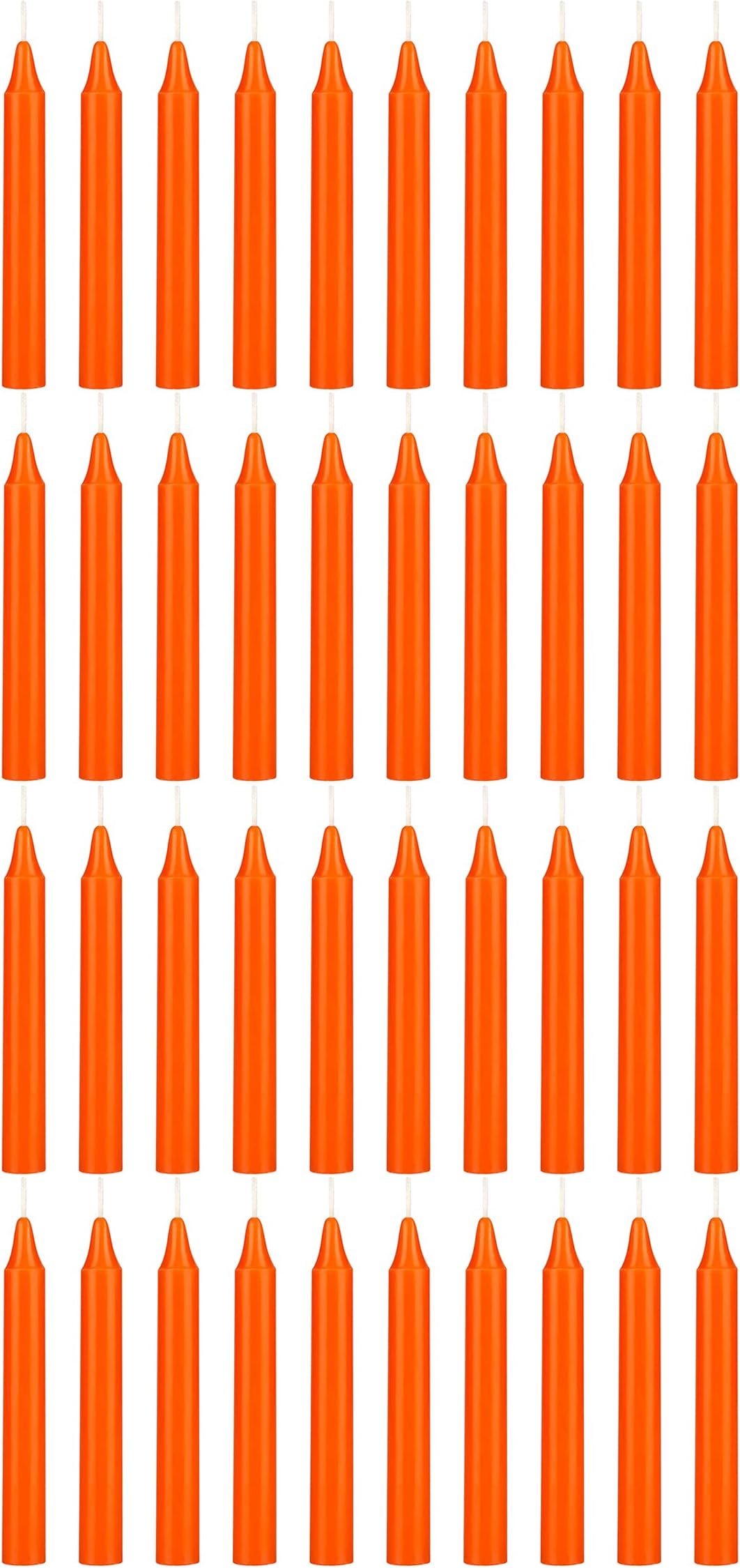 Mega Candles 40 pcs Unscented Orange Exquisite Mini Taper Spell Candles, 4 Inch Tall x 1/2 Inch Diameter, Magic Chimes, Enchantment, Casting Rituals, Witchcraft, Wiccan, Altar, Metaphysical