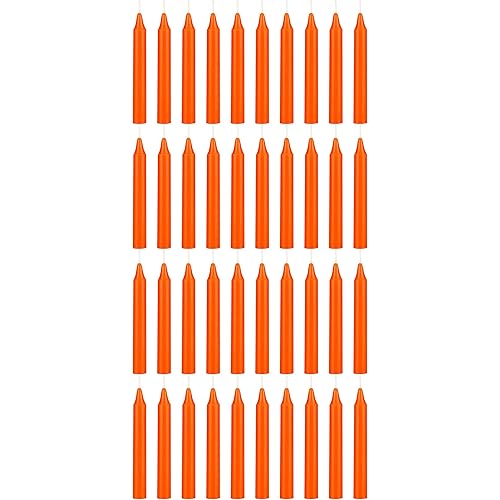 Mega Candles 40 pcs Unscented Orange Exquisite Mini Taper Spell Candles, 4 Inch Tall x 1/2 Inch Diameter, Magic Chimes, Enchantment, Casting Rituals, Witchcraft, Wiccan, Altar, Metaphysical
