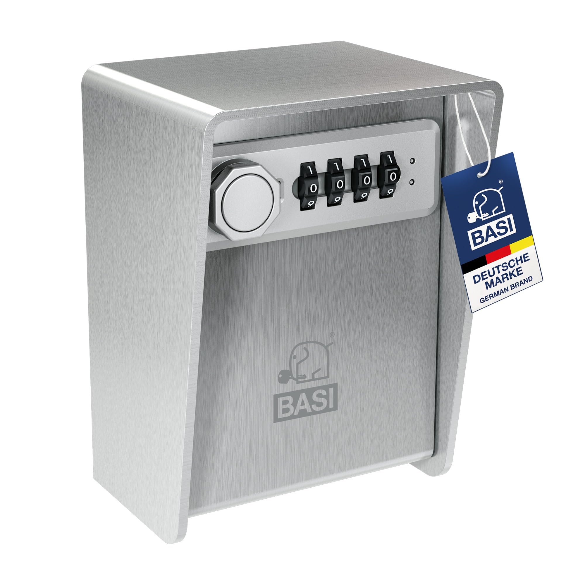 BASI | Cassaforte per chiavi con lucchetto a combinazione | acciaio inossidabile spesso 3 mm | codice numerico a 4 cifre regolabile individualmente | deposito chiavi per interni ed esterni |