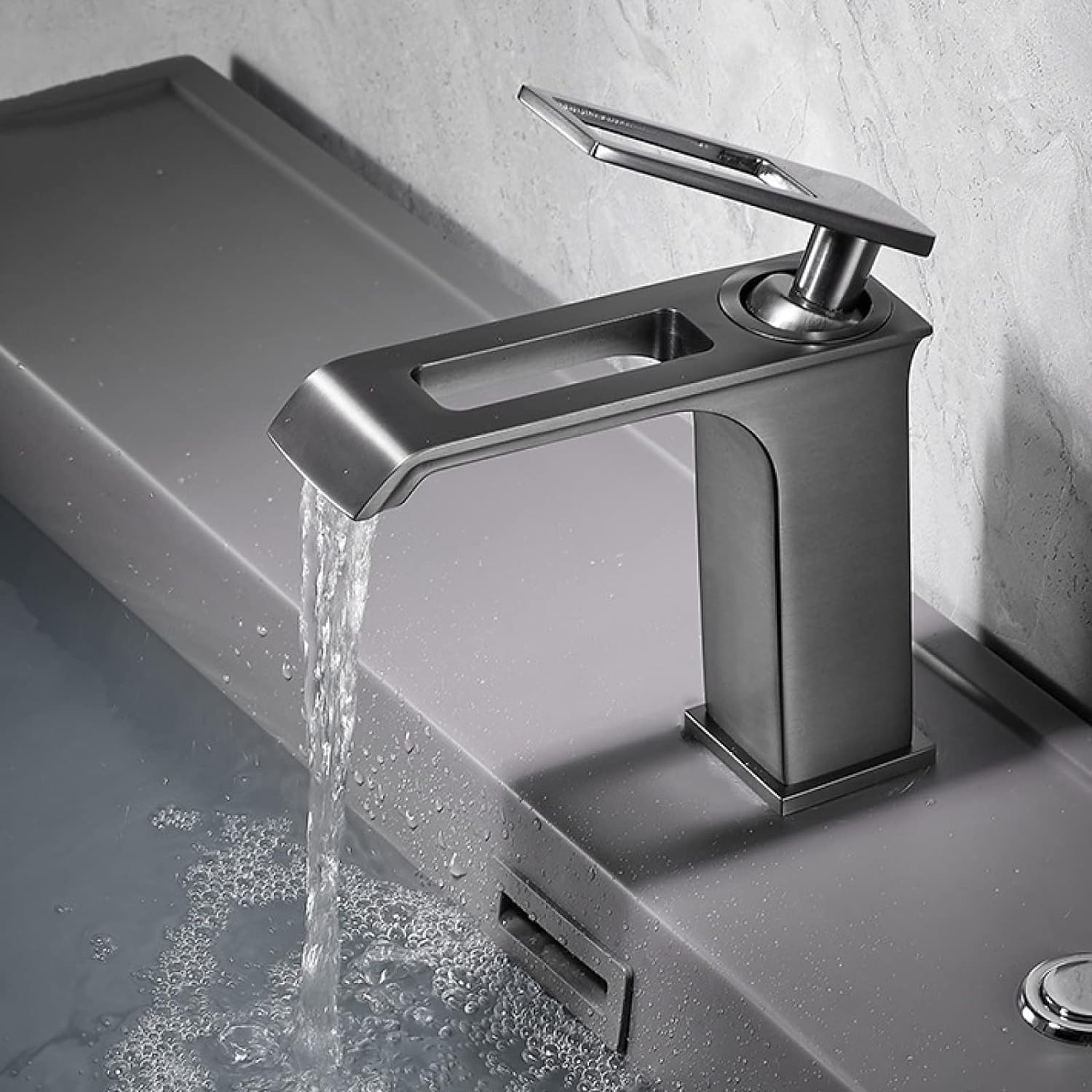 Robinet lavabo salle de bain cascade anti-éclaboussures à levier unique