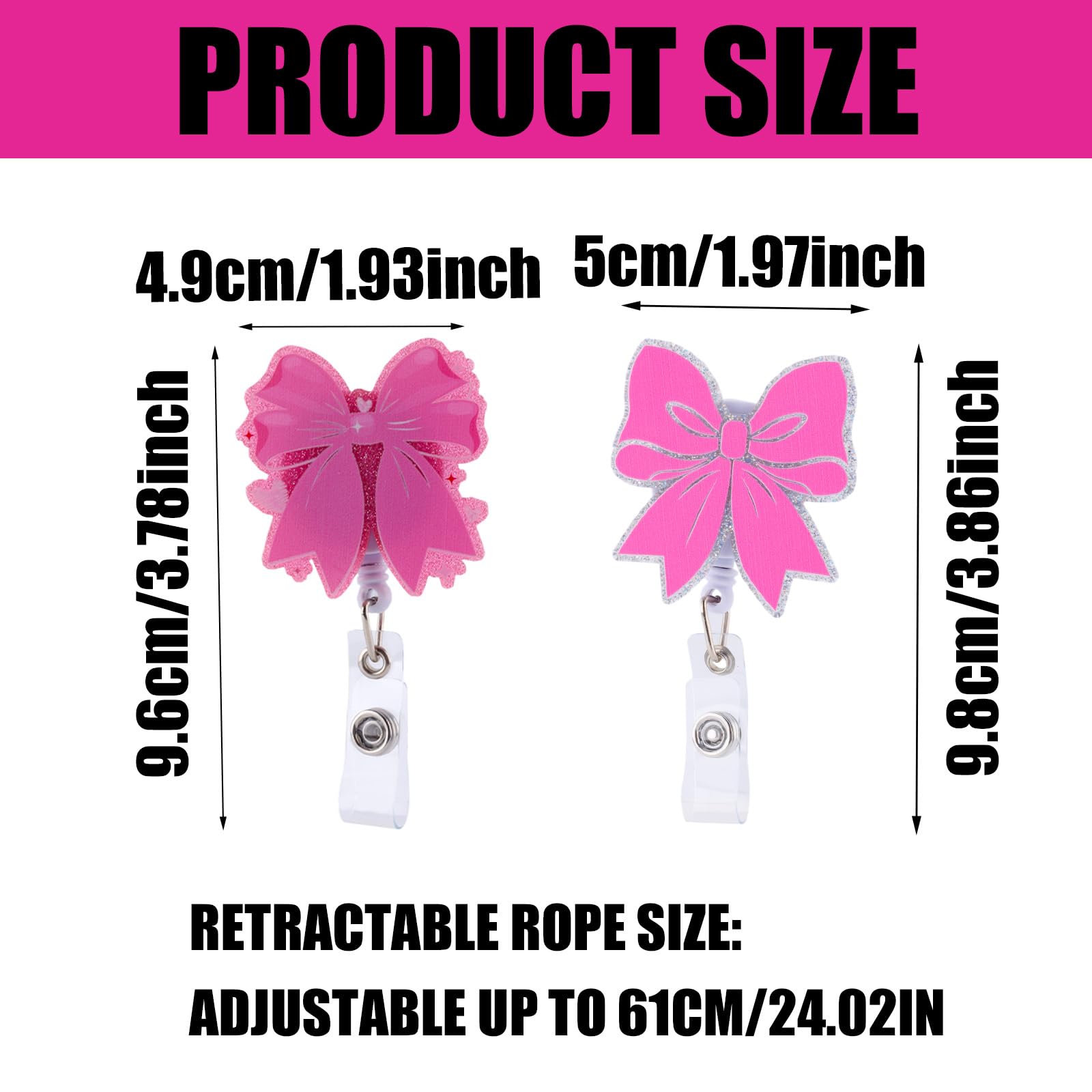 2pcs Pink Bow Badge Reel - Image 2
