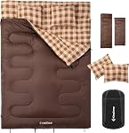KingCamp Double Sleeping Bag for Adults, Queen Size 2 Person XXL Flannel Sleeping Bag, Waterproof Lightweight Flannel Quilt with 2 Pillows, Perfect for Couples Family Camping Hiking