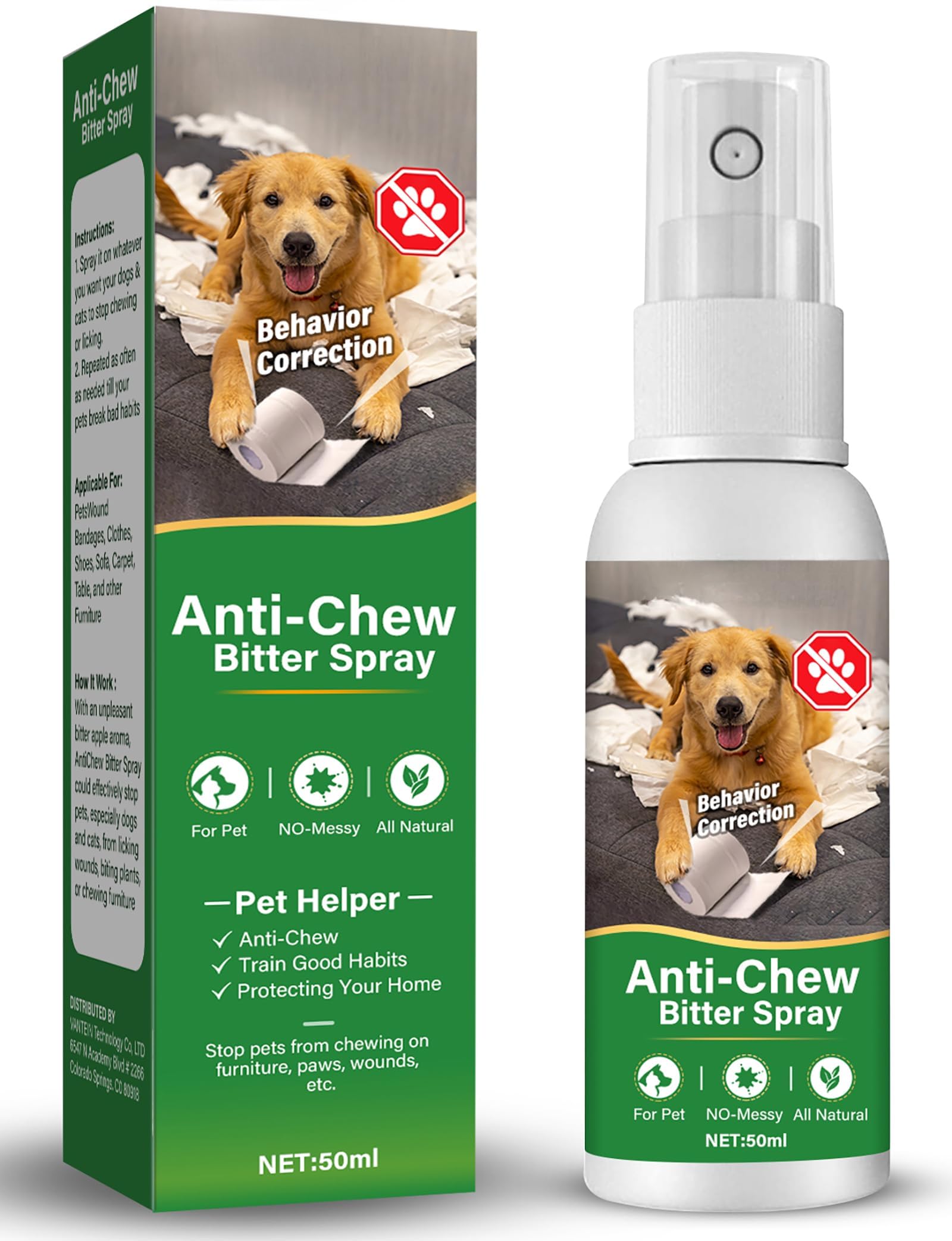 Bitterapple Spray for Dogs to Stop Chewing, No Chew Spray for Dogs,Pet  Behavior Corrector,Pet Corrector Spray, Alcohol Free/Non-Toxic/No Sting No