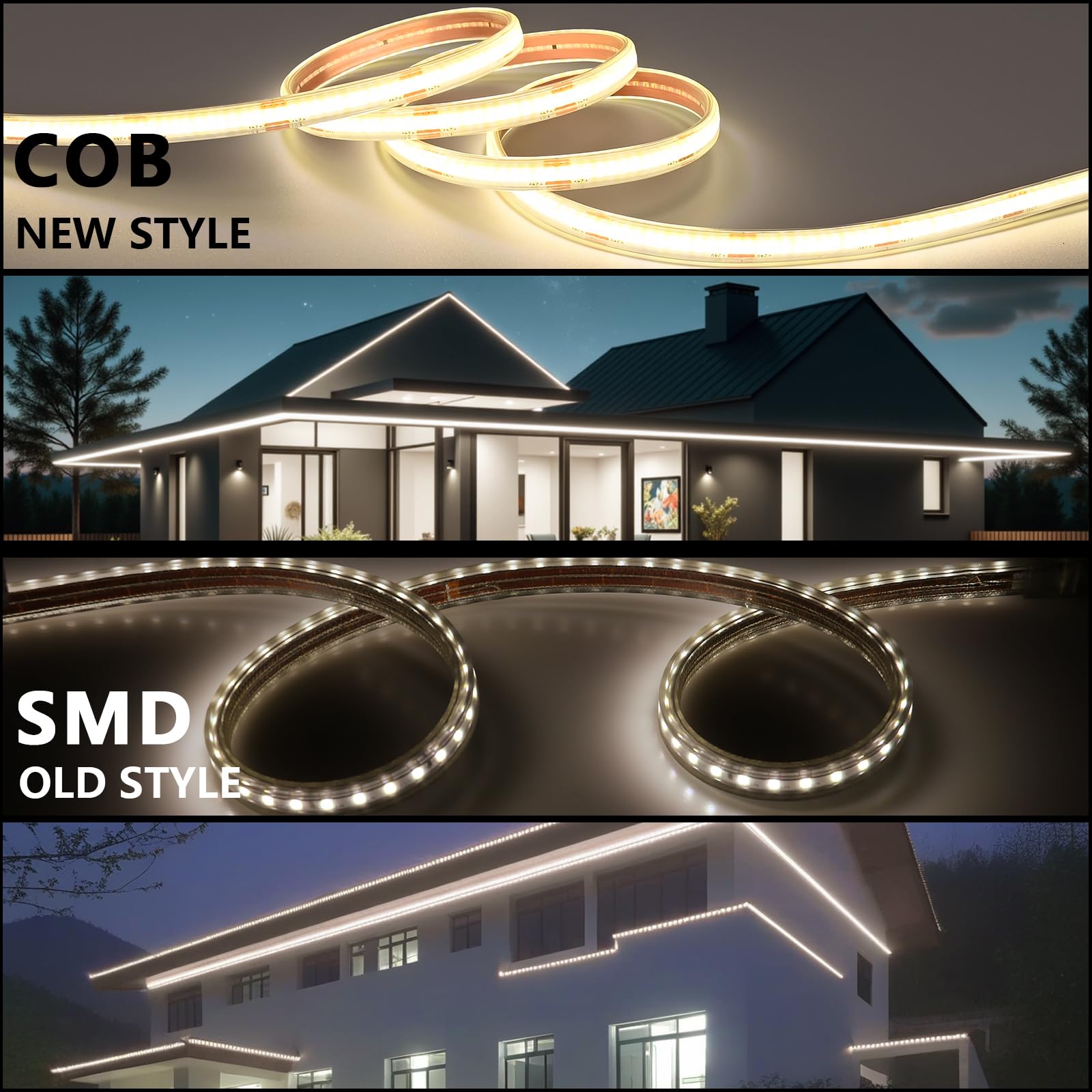 BENLUN Striscia LED COB 24V Esterno Impermeabile 20 Metri con Alimentatore | 4000K Bianco Naturale Kit Luci LED 7W/m 312LEDs/m CRI 93 senza Caduta di Tensione per Camera da letto, Cortile, Giardino