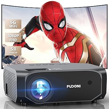 FUDONI Projector, 18000L Projector with 5G WiFi and Bluetooth Native 1080P 4K Support, Outdoor Movie Projector with Screen, Portable Home Theater Projector for iOS/Android/TV Stick/Laptop/HDMI/USB
