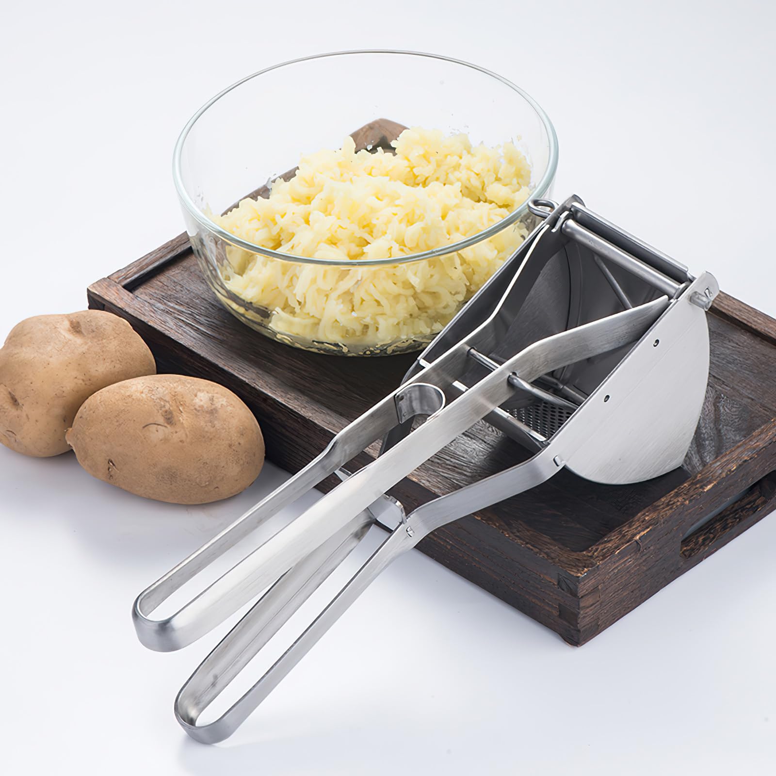 Presse Purée Manuel Brevanza Inox - Ricer Pommes De Terre, Légumes | Double Face | Facile à Nettoyer