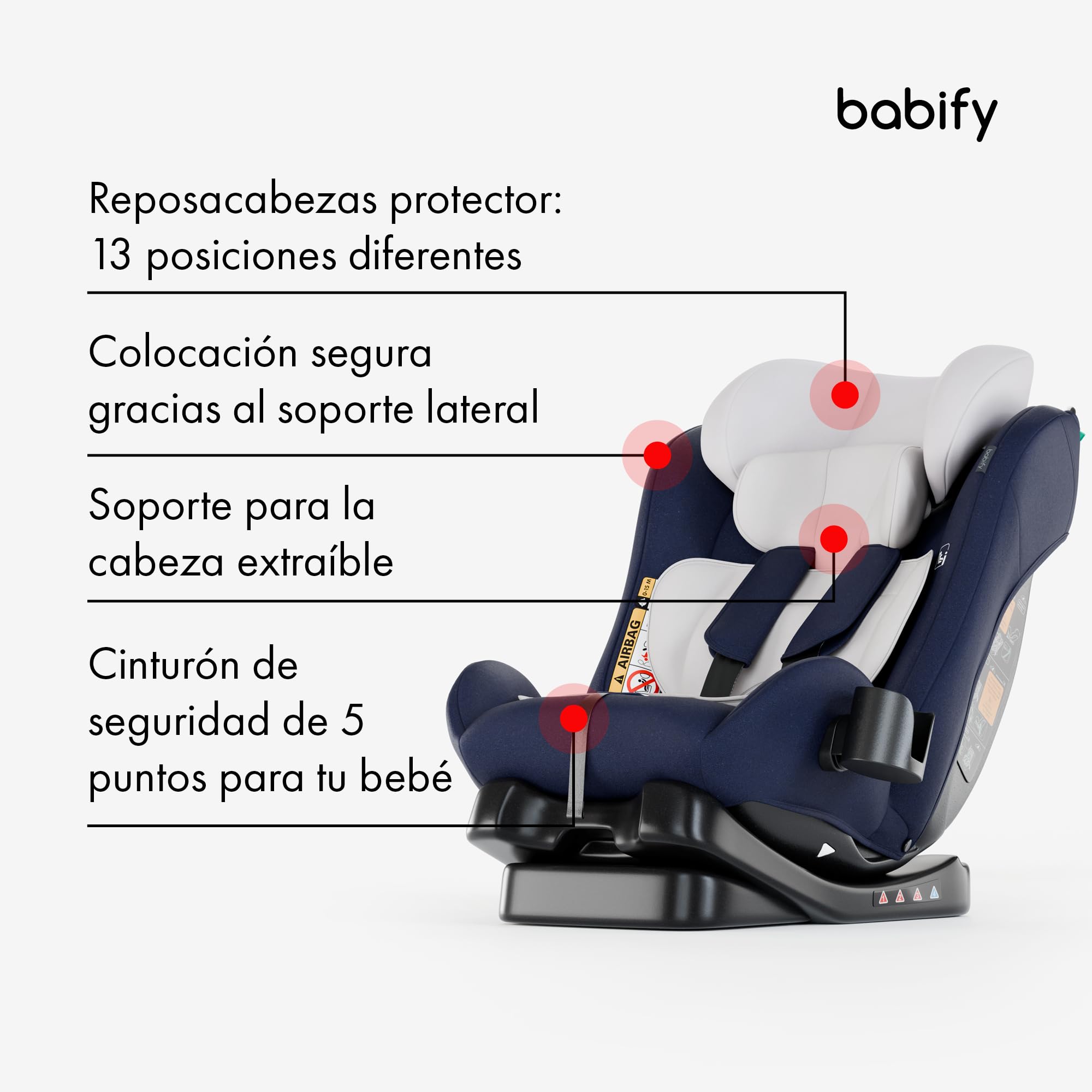 Babify Silla Coche Bebe, Sillita Coche grupo 0 1 2 3 para Niños de 40-150 cm, Asiento de Coche de Viaje Ajustable 3 en 1, Asiento de Coche Portátil Cómodo y Duradero para Bebés y Niños