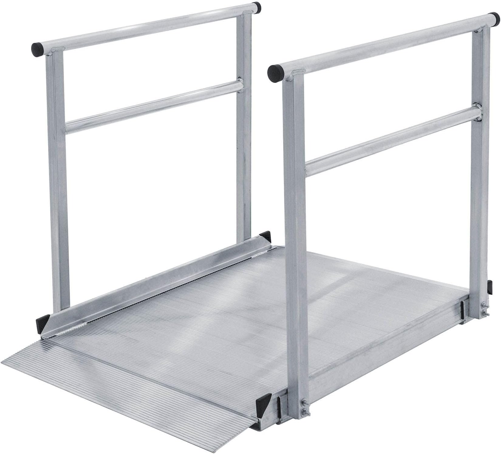 4' Wheelchair Ramp for Home Steps, 850 lb Capacity, Handrails, Non-Slip, Entry Access for Mobility Scooters, Power Chairs, 36" W, Silver Spring