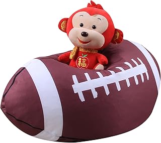 JIAN YA NA Stuffed Animal Storage Bean Bag World Cup Sports Pattern Kids Toy Storage Bag Chair Perfect Storage Solution for Blankets Pillows Towels Clothes (American Football, 26 inch)