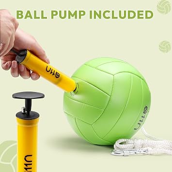 A11N Heavy-Duty Tetherball Set with Ball & Rope | Adjustable Pole at 4.7' -10.5' | Ideal for Backyard and Beach Fun | Pet-Friendly