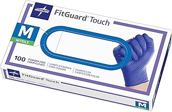 FitGuard Medline Touch Nitrile Exam Gloves, 100 Count, Medium, Powder Free, Disposable, Not Made with Natural Rubber Latex, Excellent Sense of Touch for Medical Tasks, Durable for Household Chores