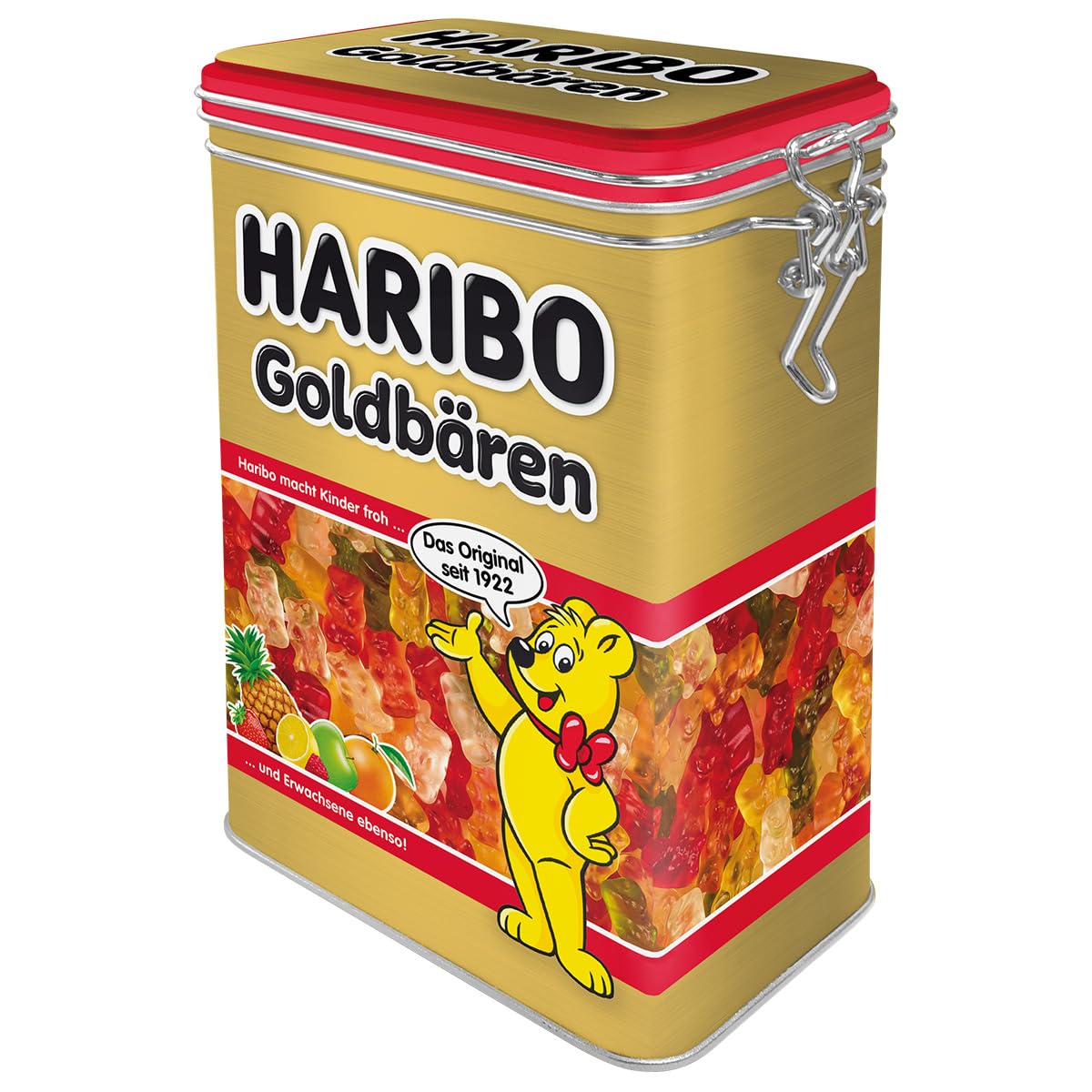 Nostalgic-Art Retro Aroma Tin 1.3 Litre Haribo - Gold Bear Pack - Gift Idea for Sweet Tooth, Original Licensed Product (OLP), Tin Tin with Aroma Lid, Vintage Design