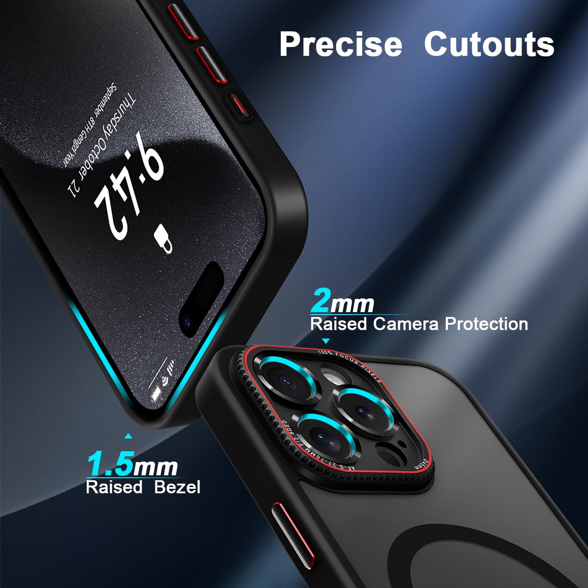 Handyhülle Für IPhone 15 Pro Max – Mit Magneten (N56), Matt, Panzerglas & Kameraschutz – Schwarz