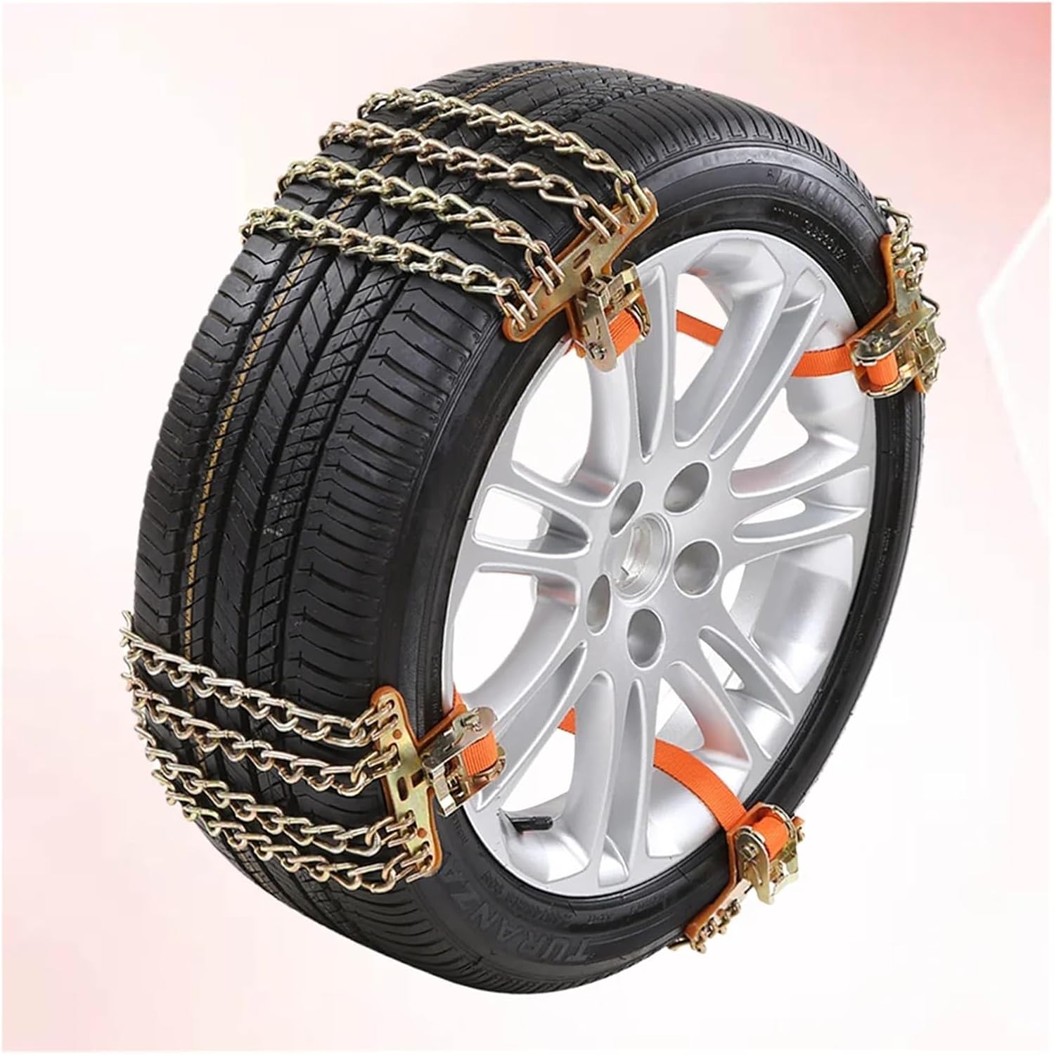 Snow Chain Wear resist Pad Winter Tire Chains Skid SUV Wheel Chain Strong Safe Engineering Belt Tightener(Picture 1Size 3)