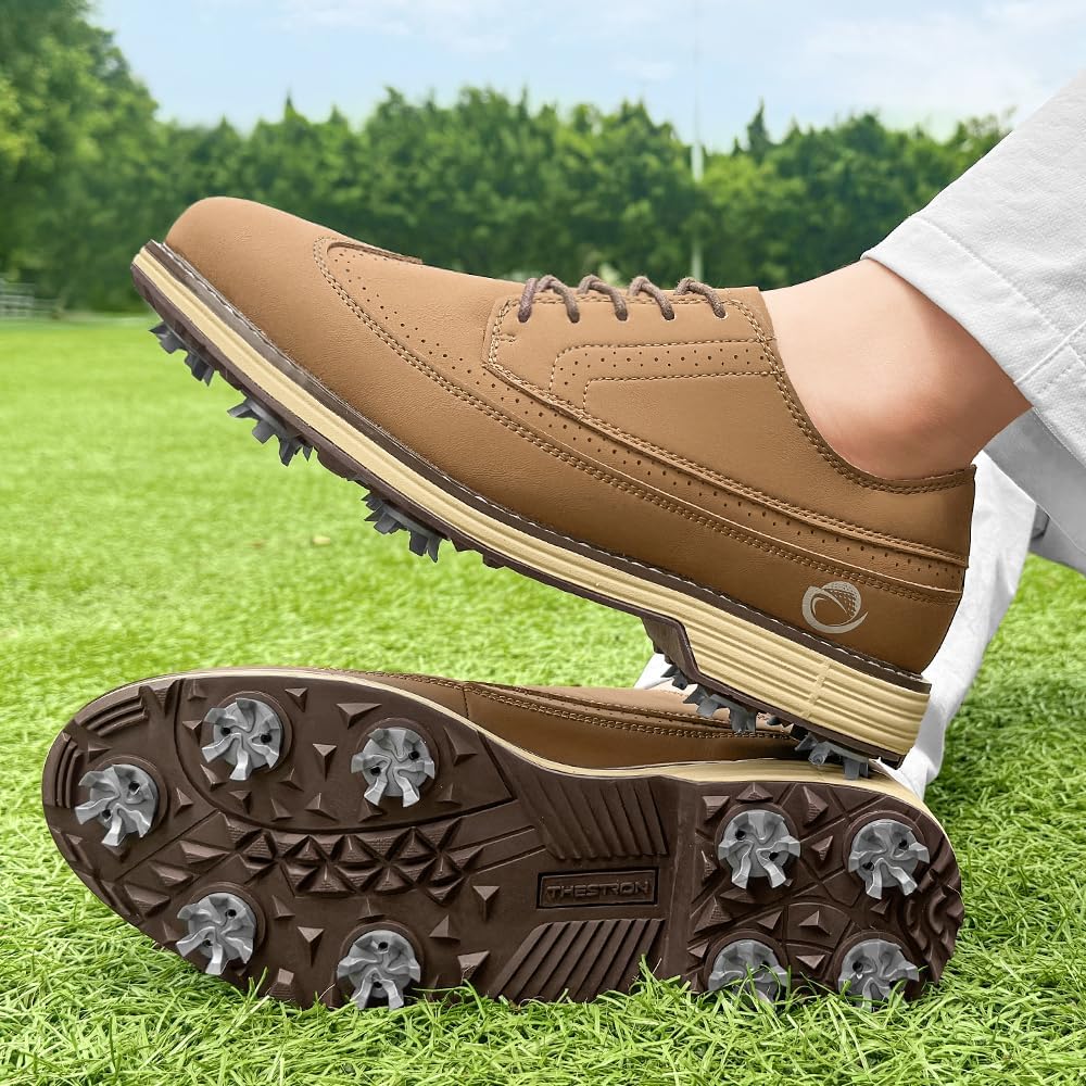 THESTRON Professional Golf Shoes for Men 7 Spikes Outdoor Golf Training Sport Sneakers Mens Size 7-15 Golf Trainers