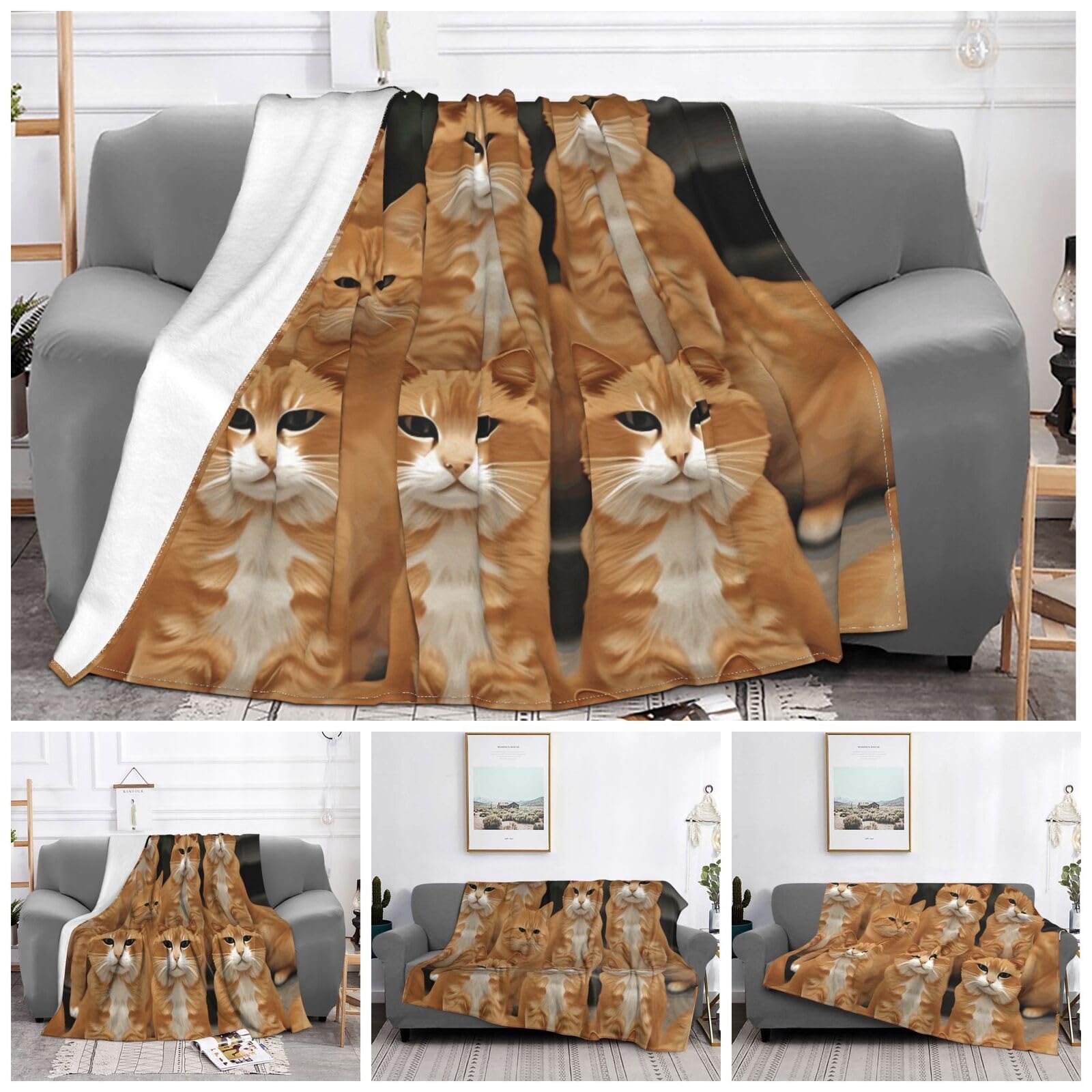 Couverture en flanelle orange 152x203 cm légère pour canapé