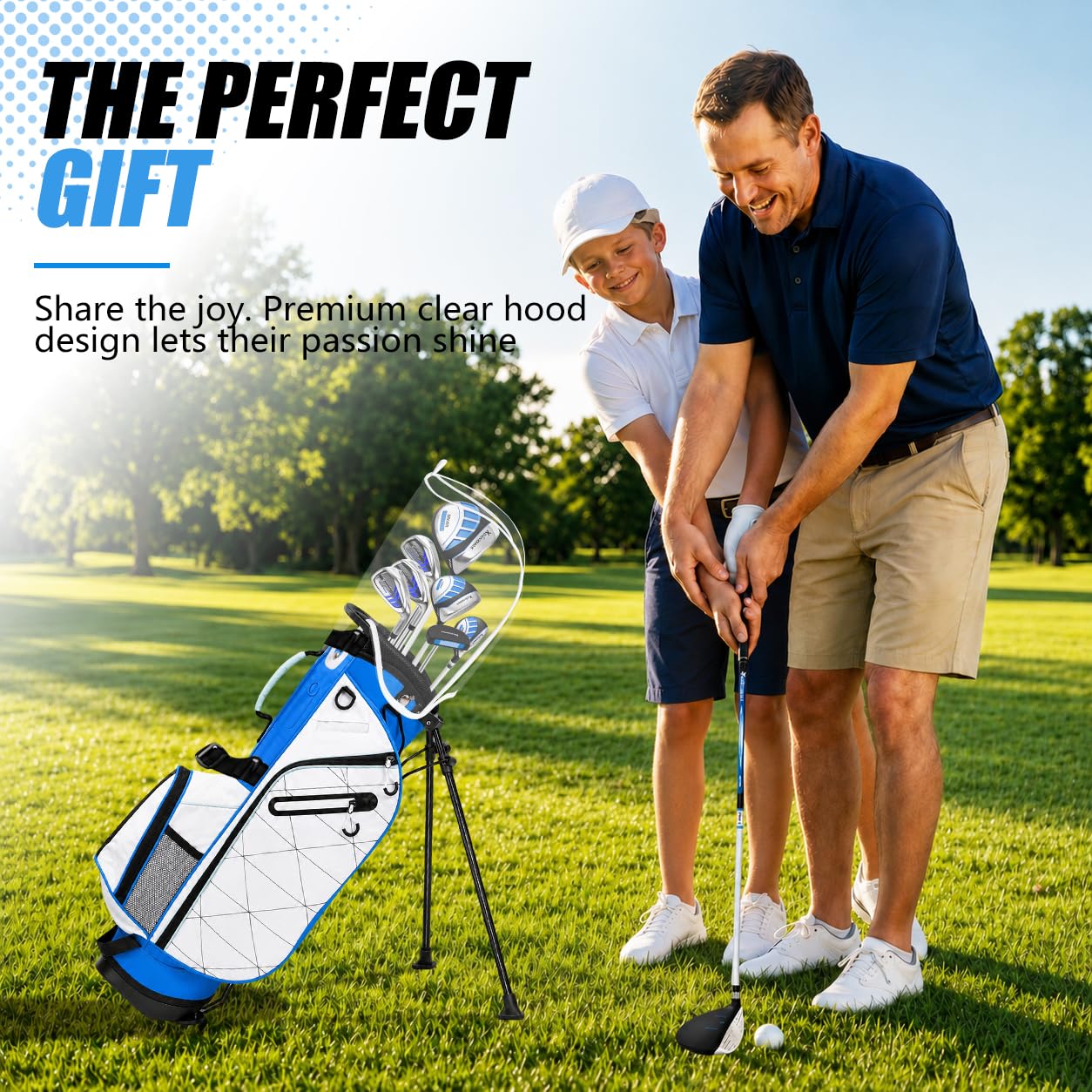 7 pezzi mazze da golf set 9-12, blu, destra