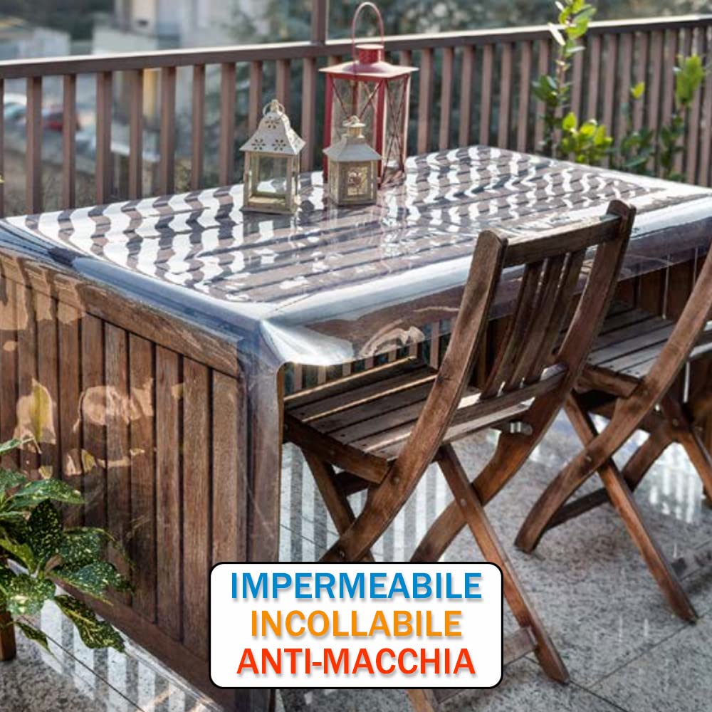 Telo PVC Trasparente Plastificato Morbido - Finestre Cristal - Lastre Rivestimento Cucina Impermeabile - Pellicola di Vetro su misura - Interni ed esterni