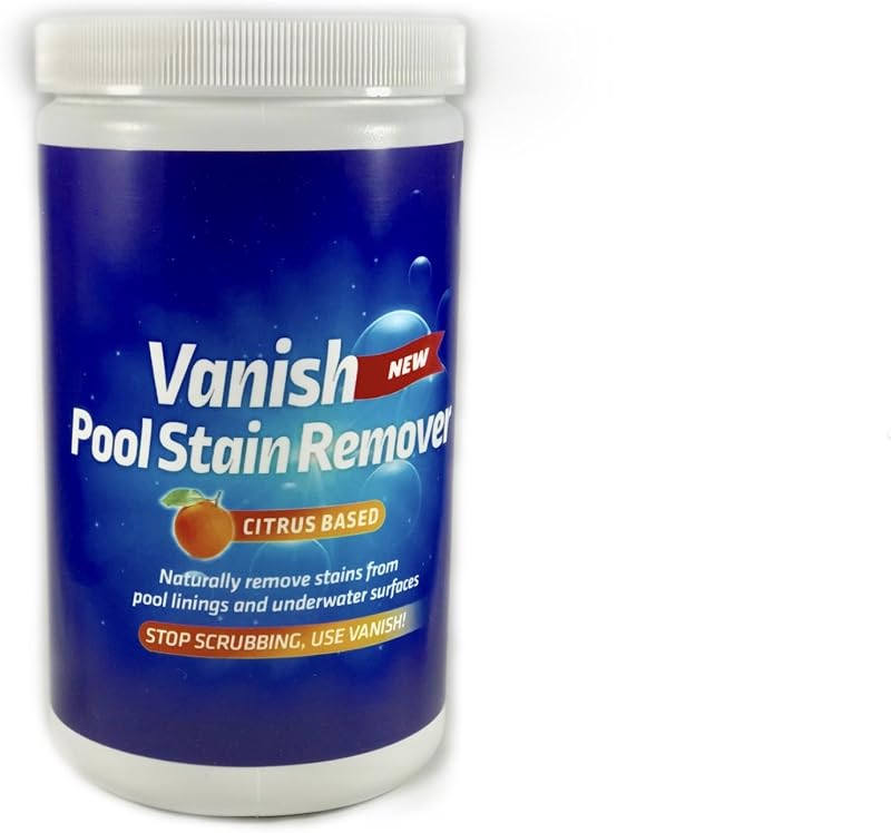 Quitamanchas Vanish para piscinas y spa (2 libras): a base de cítricos, natural y seguro, funciona excelente en vinilo, fibra de vidrio y metales, elimina el óxido y otras manchas difíciles