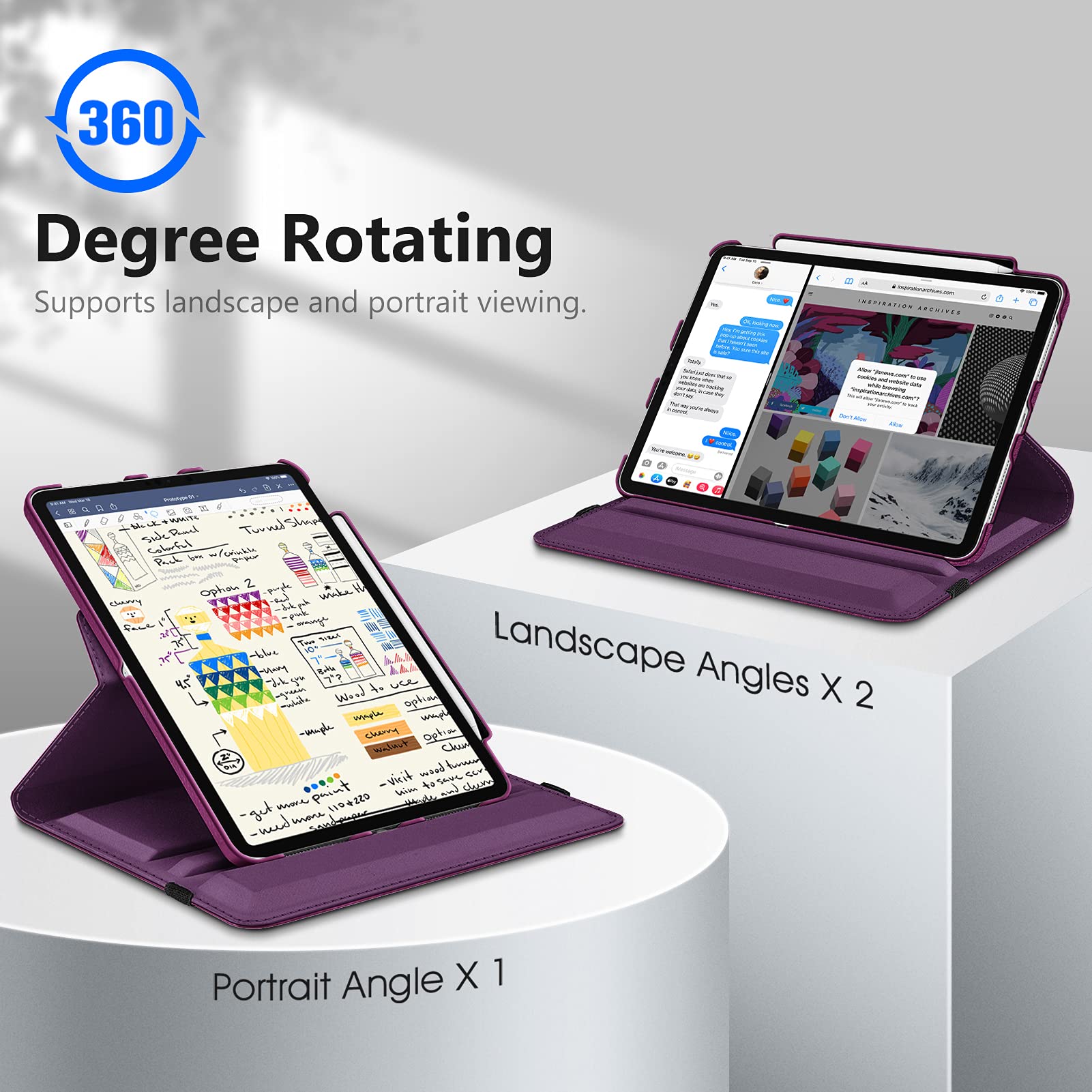 FINTIE Funda giratoria Compatible con iPad Pro de 11 Pulgadas (2022/2021/2020/2018, 4ª/3ª/2ª/1ª generación), Funda giratoria de 360 Grados con Soporte para lápices, Encendido y Apagado automático