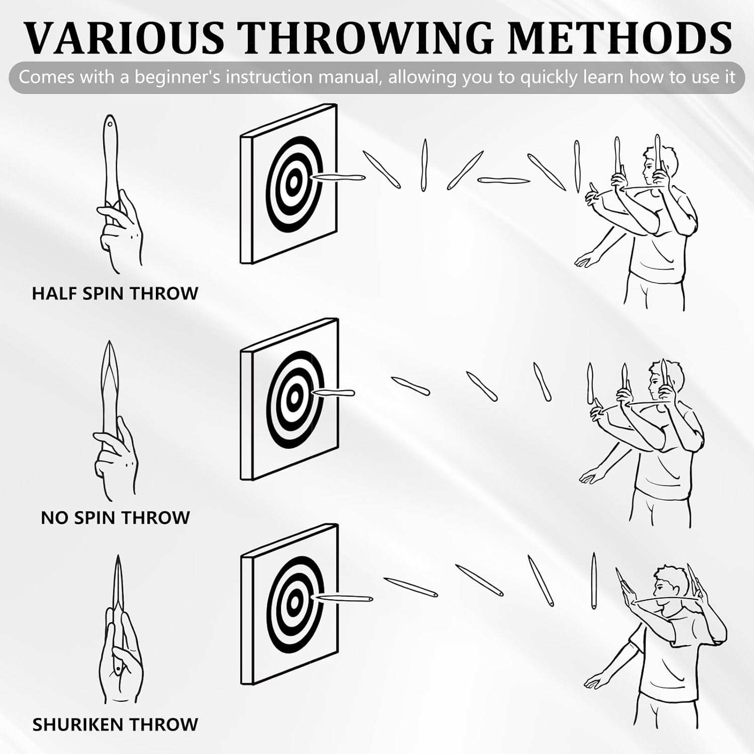 Throwing life Throwing Set, Durable Hign Density Stainless Steel Throwers for Sporting Practice, Outdoor Fun, and Skill Training, Smal, Medium, Large Sizes