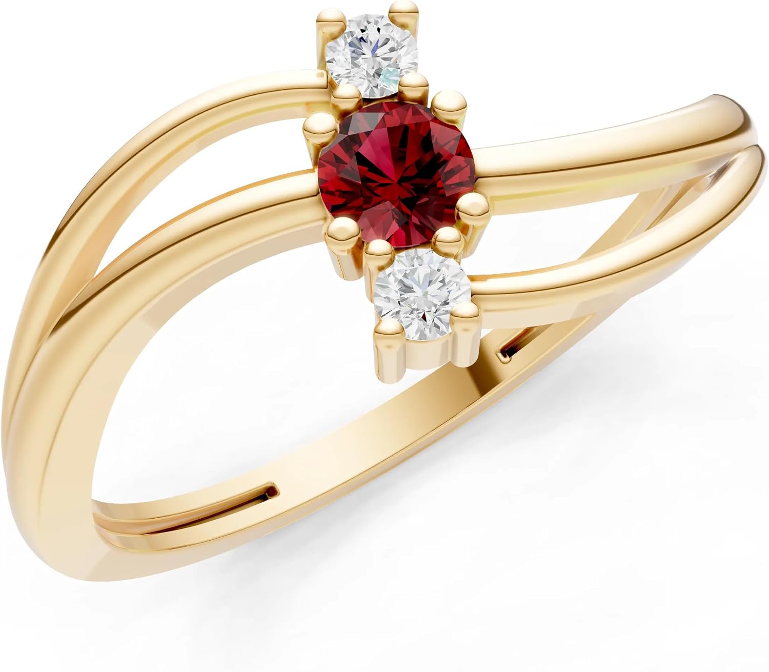 PEORA Round Cut Garnet Stackable Band Available in Solid 10K, 14K or 18K Ring – White, Yellow or Rose Gold