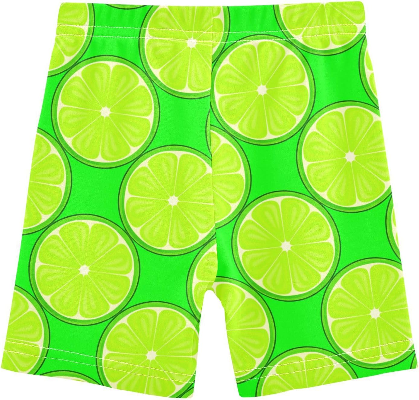 Lime Green Circle Girls Bike Shorts Toddler Soft Cotton Active Under Dress Shorts