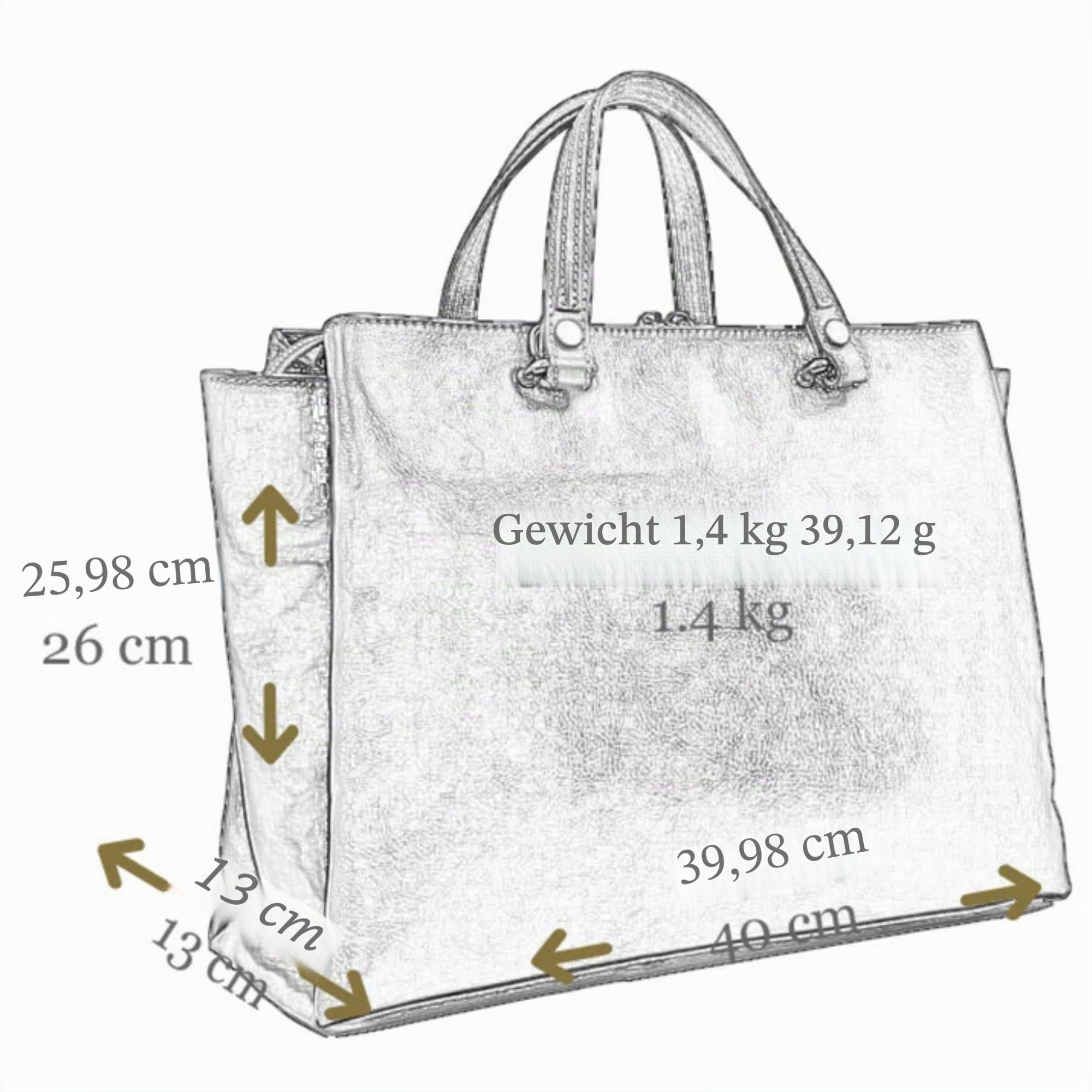 Time Resistance Schultertasche Damen - Handtasche aus Leder - Made in Italy - Ledertasche - Shopper - Tasche für Damen