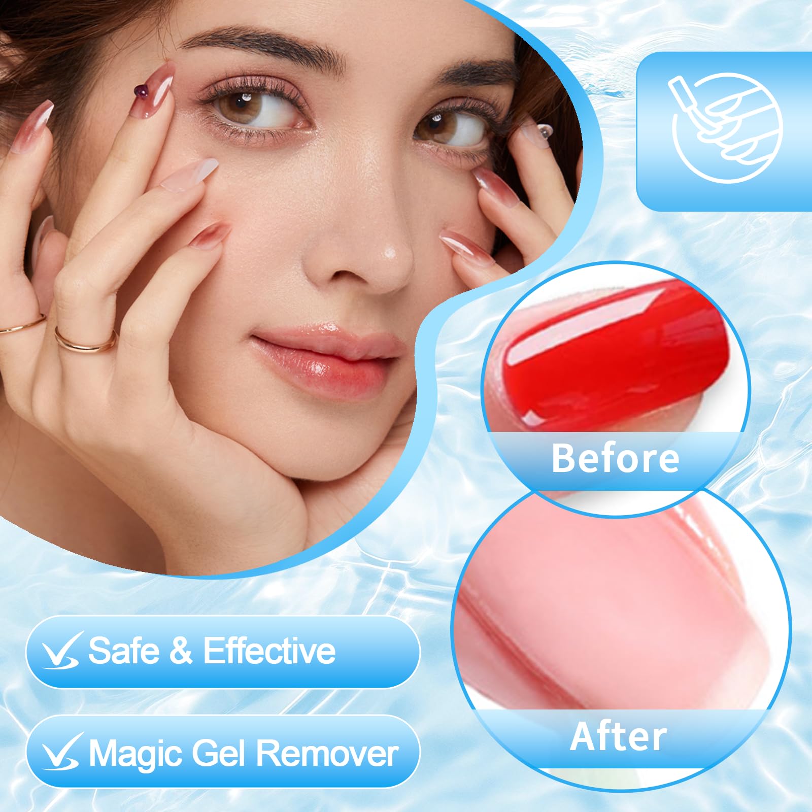 Dissolvant Vernis Semi Permanen Kit,Dissolvant-Vernis à Ongle en Gel,Gel Nail Polish Remover Inclus Lime à Ongles,Grattoirs pour Vernis à Ongles,Enlever Facile Et Rapide De L'ongle En Gel,15ML