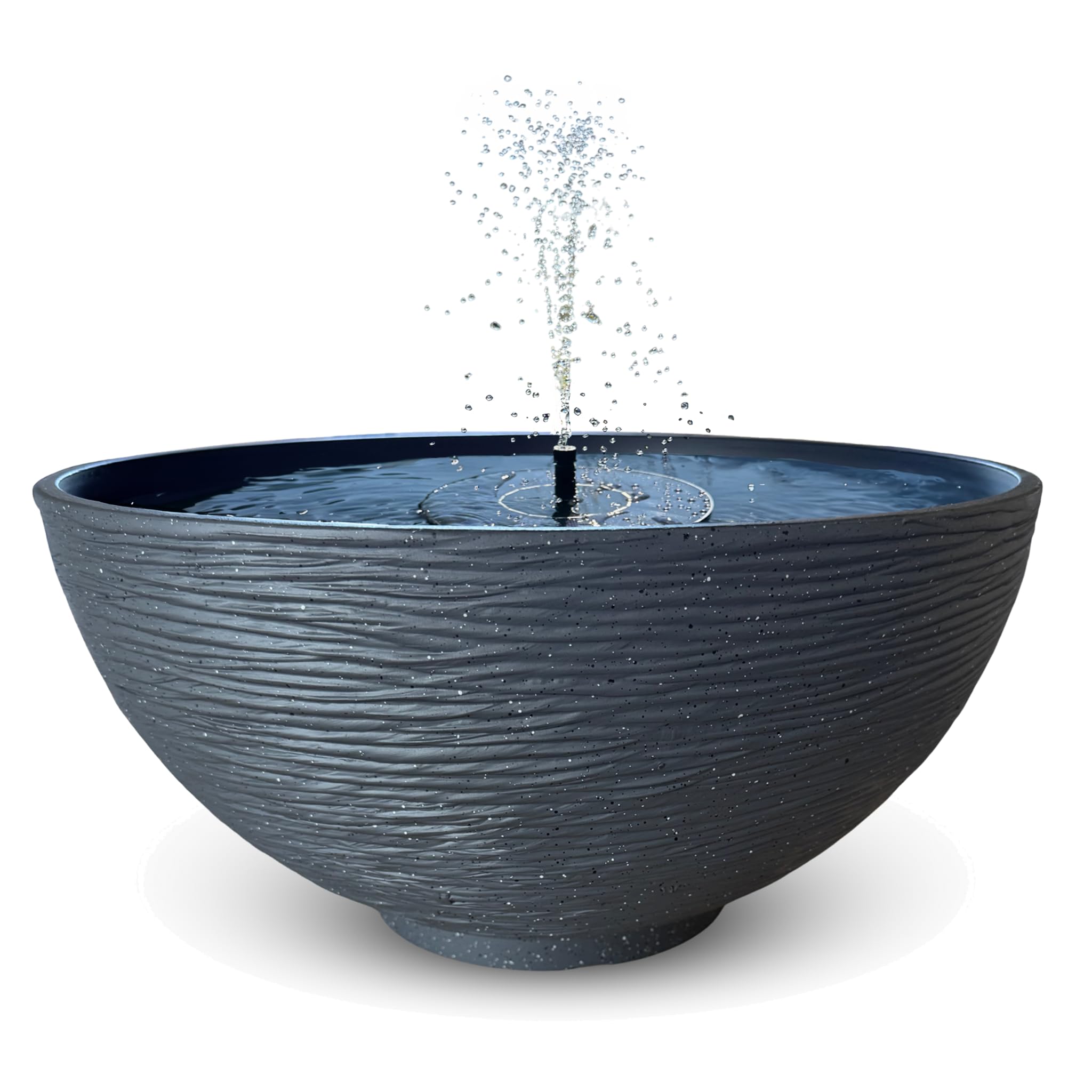 matches21 HOME & HOBBY Outdoor Solar Fountain Set - Large 45 cm Bowl Anthracite Garden Fountain